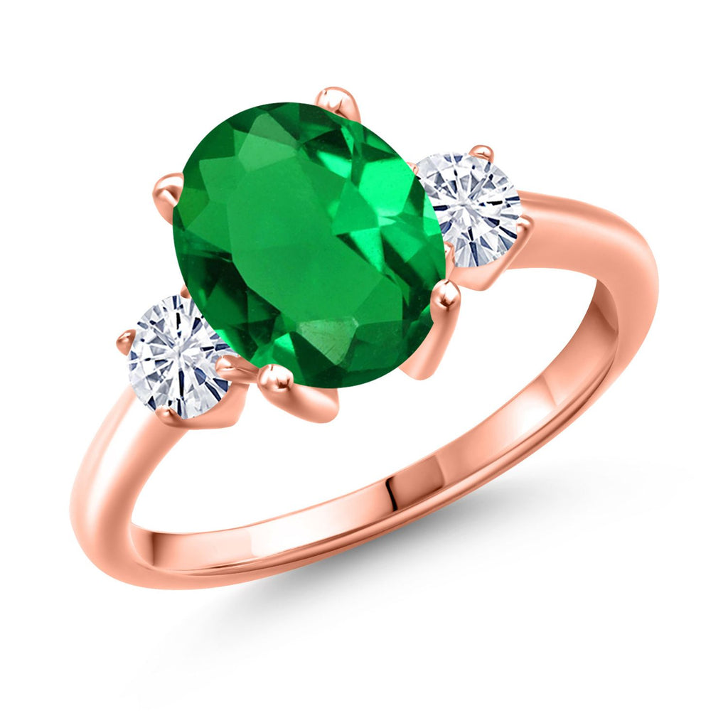 Nano Emerald - May_8_Ring in 925 Rose Gold Plated Silver