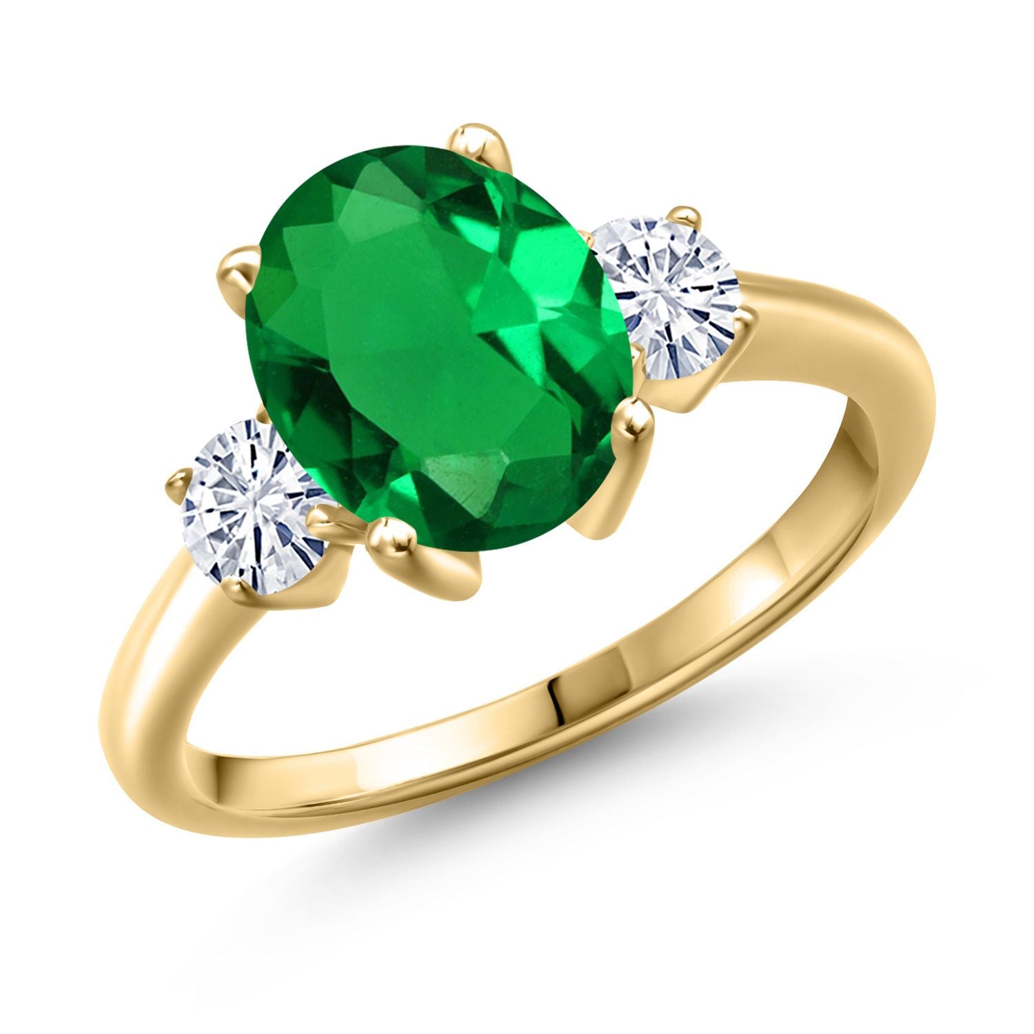 Nano Emerald - May_7_Ring in 925 Yellow Gold Plated Silver