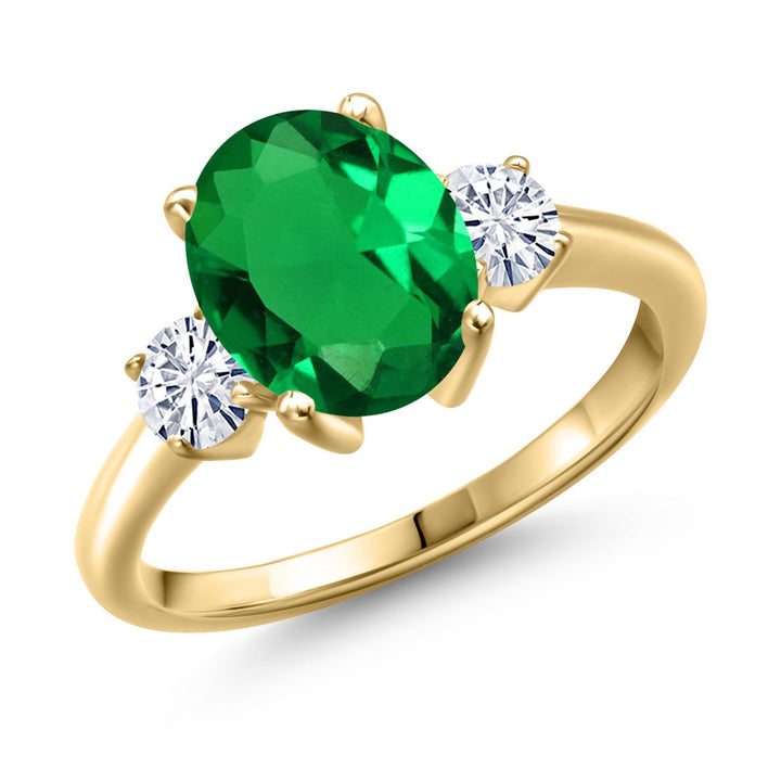 Nano Emerald - May_9_Ring in 925 Yellow Gold Plated Silver