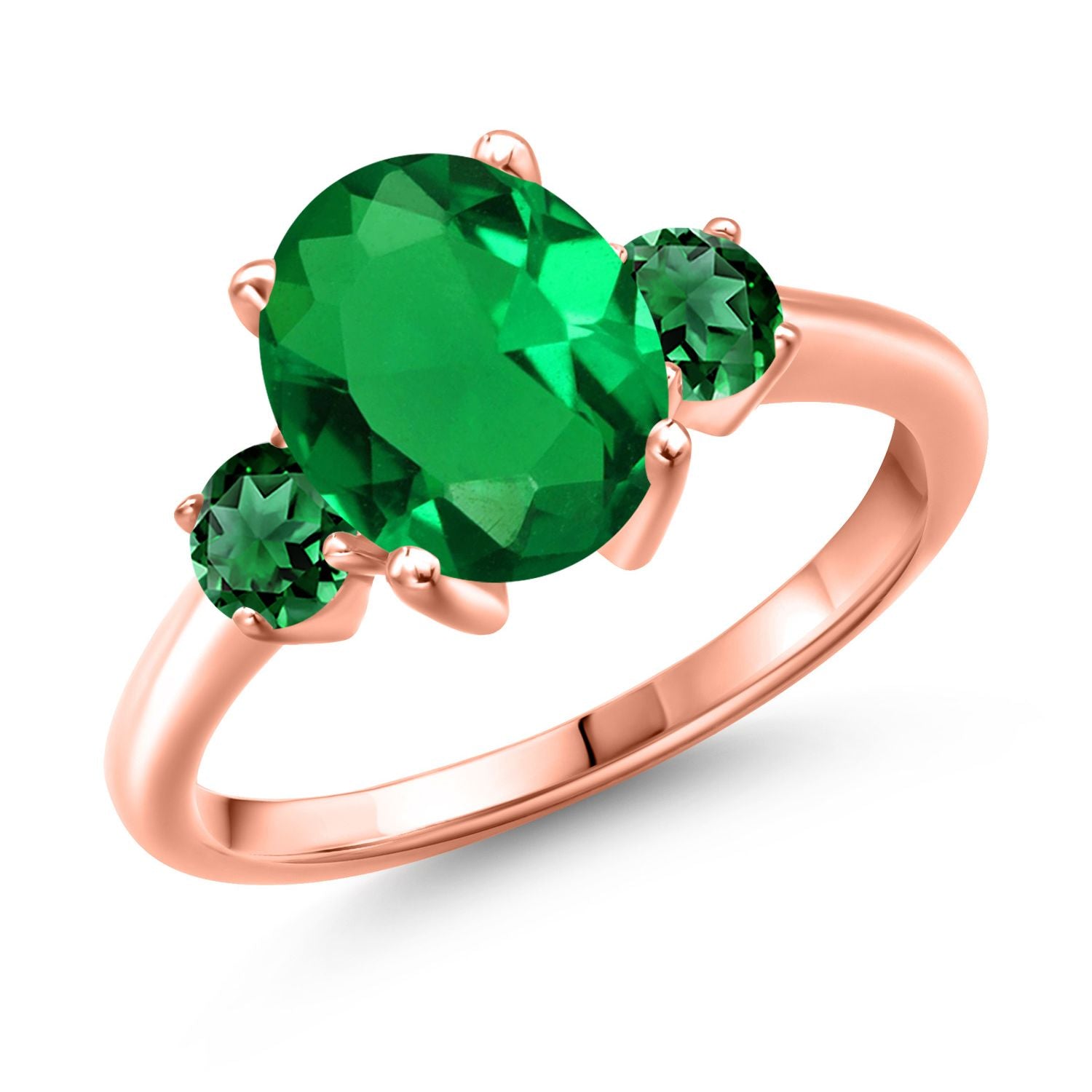 Nano Emerald - May_7_Ring in 925 Rose Gold Plated Silver