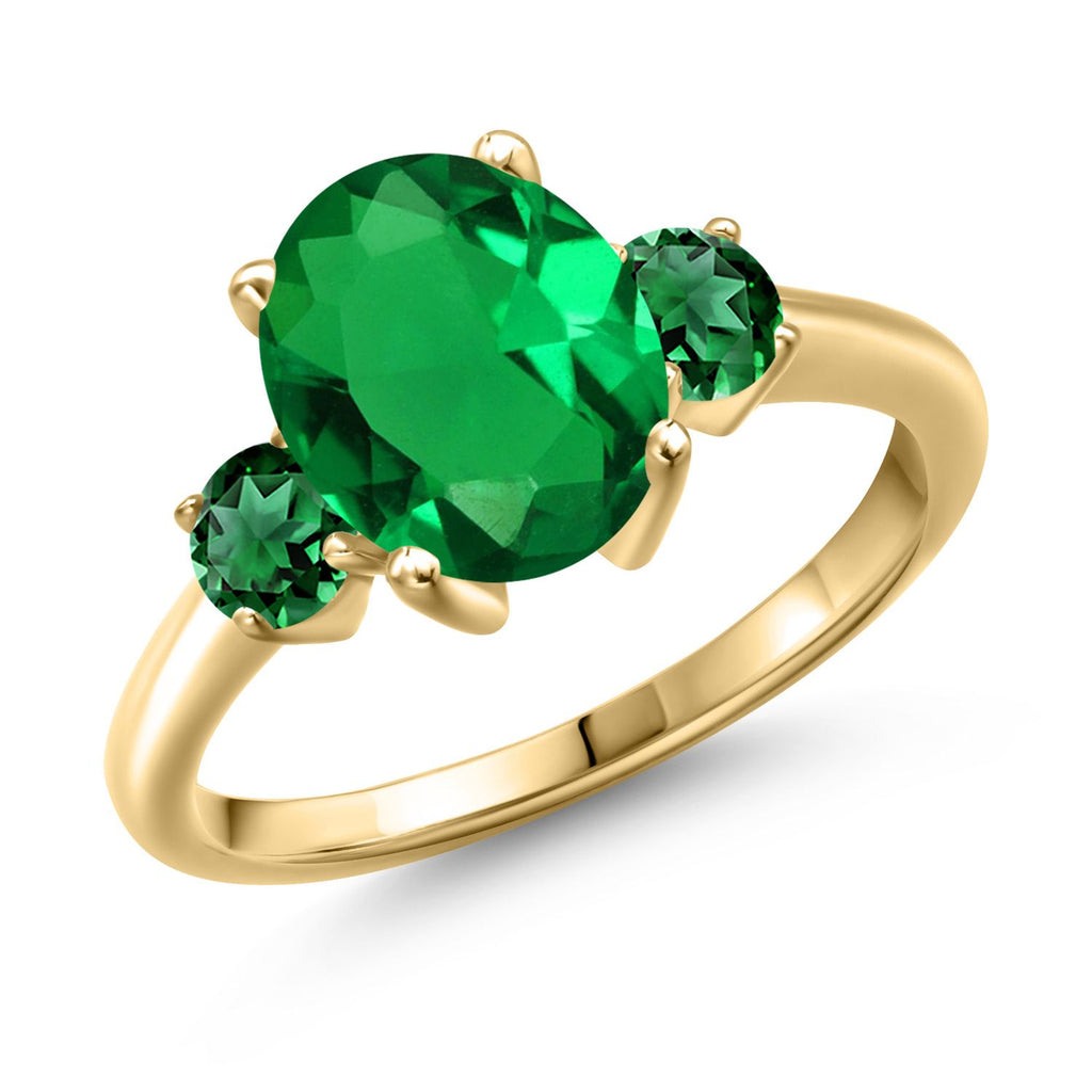 Nano Emerald - May_7_Ring in 925 Yellow Gold Plated Silver