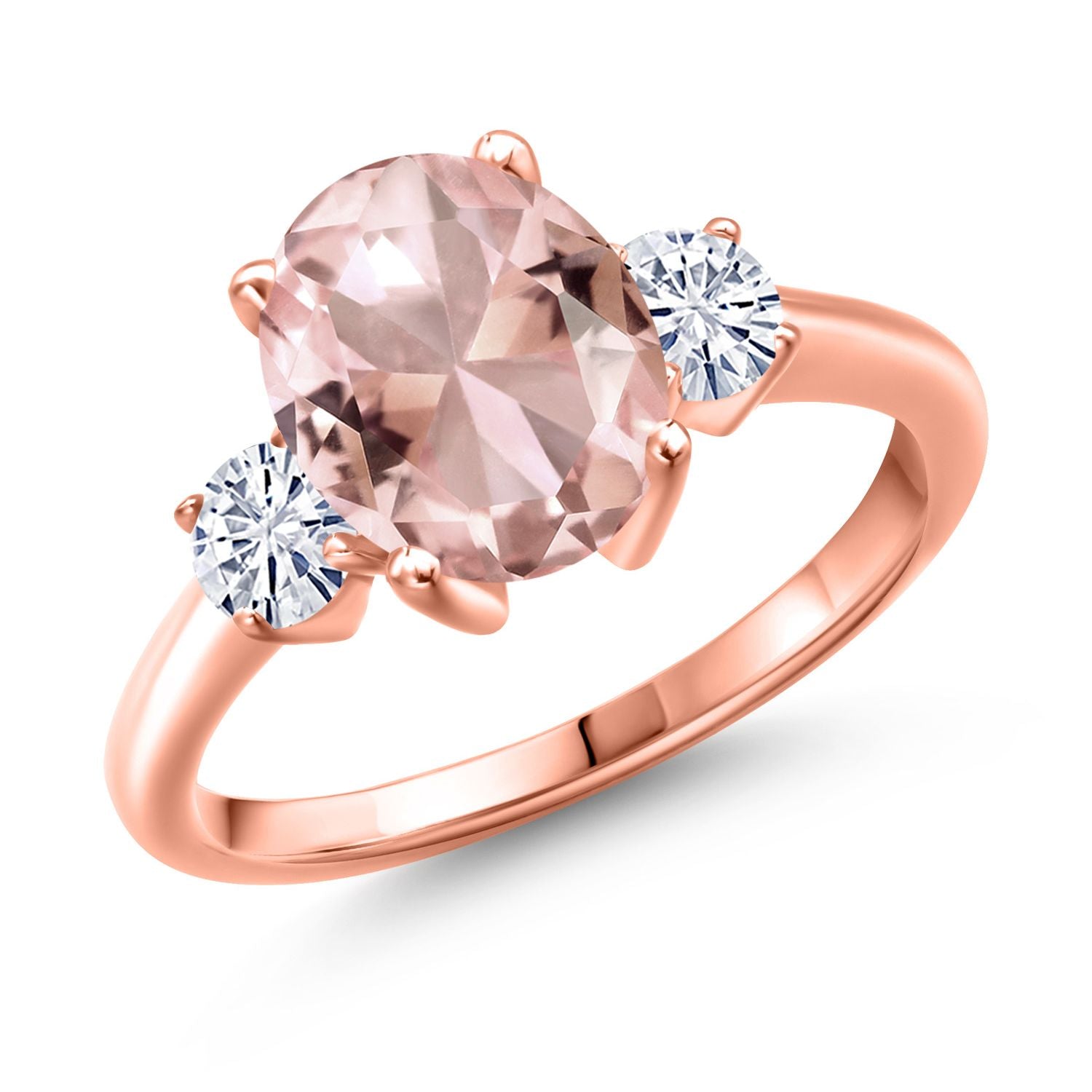 Nano Morganite - October_8_Ring in 925 Rose Gold Plated Silver