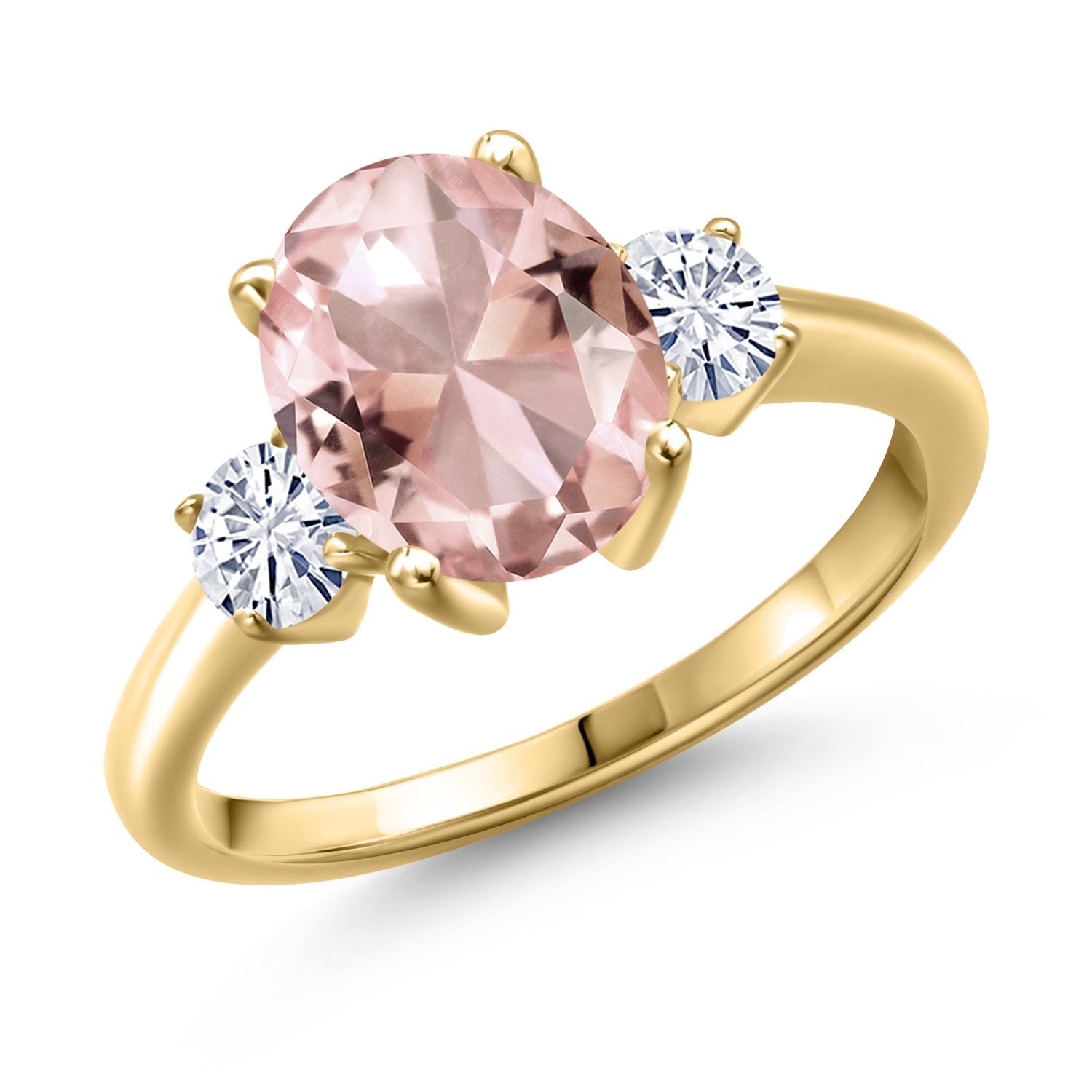 Nano Morganite - October_6_Ring in 925 Yellow Gold Plated Silver