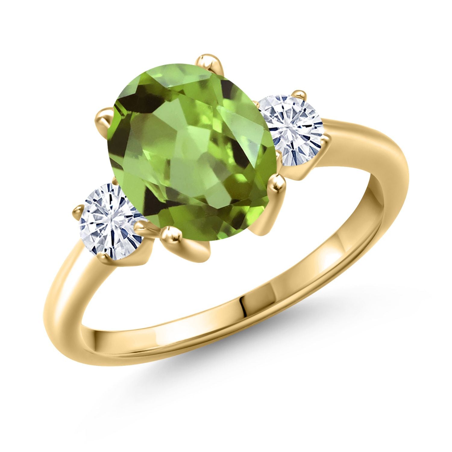 Peridot - August_8_Ring in 925 Yellow Gold Plated Silver
