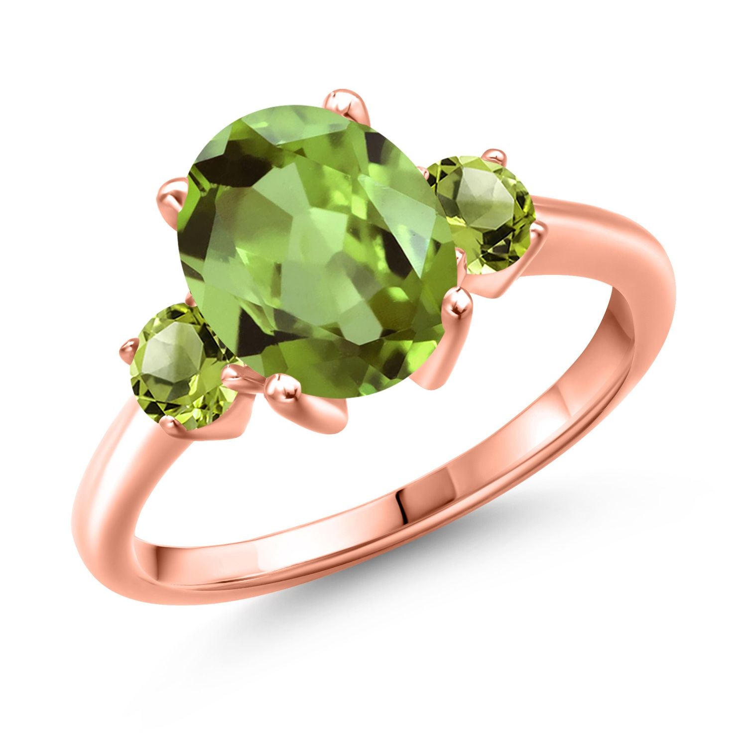 Peridot - August_8_Ring in 925 Rose Gold Plated Silver