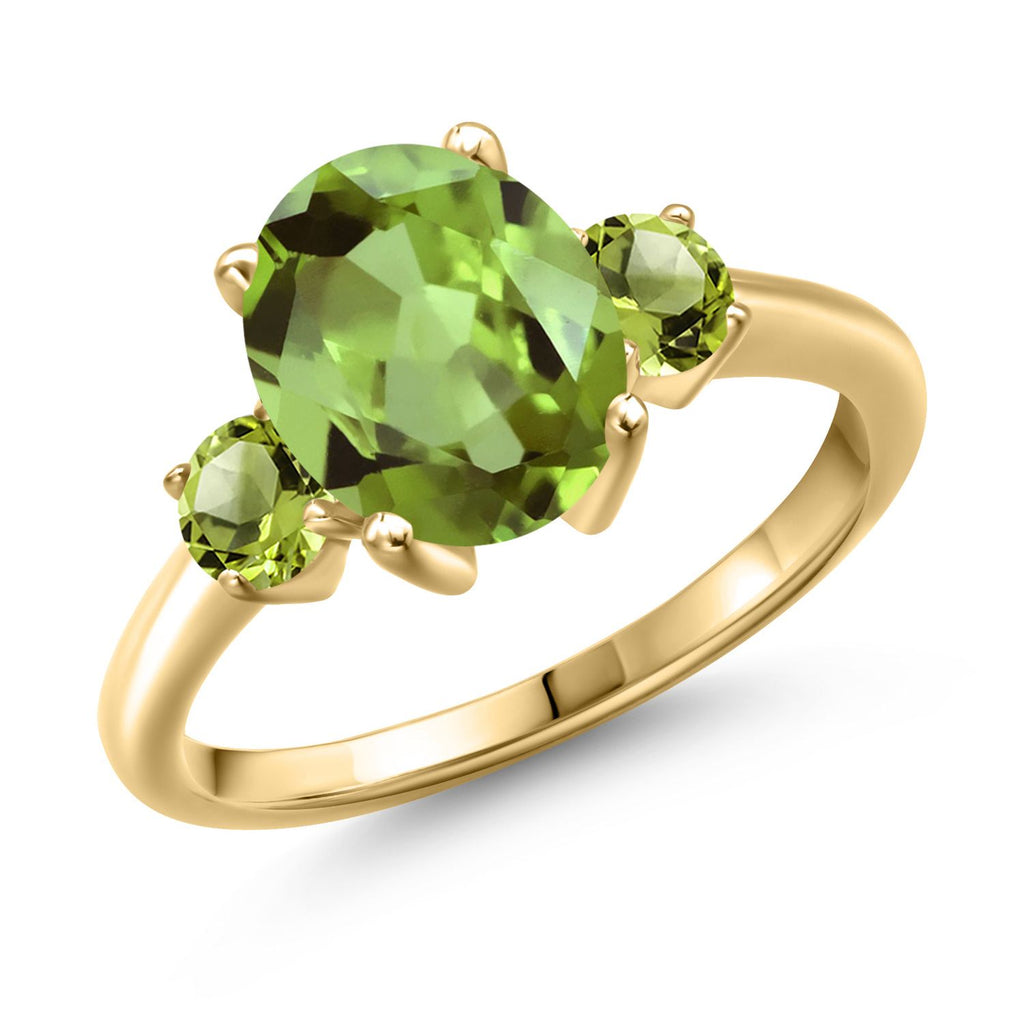 Peridot - August_7_Ring in 925 Yellow Gold Plated Silver