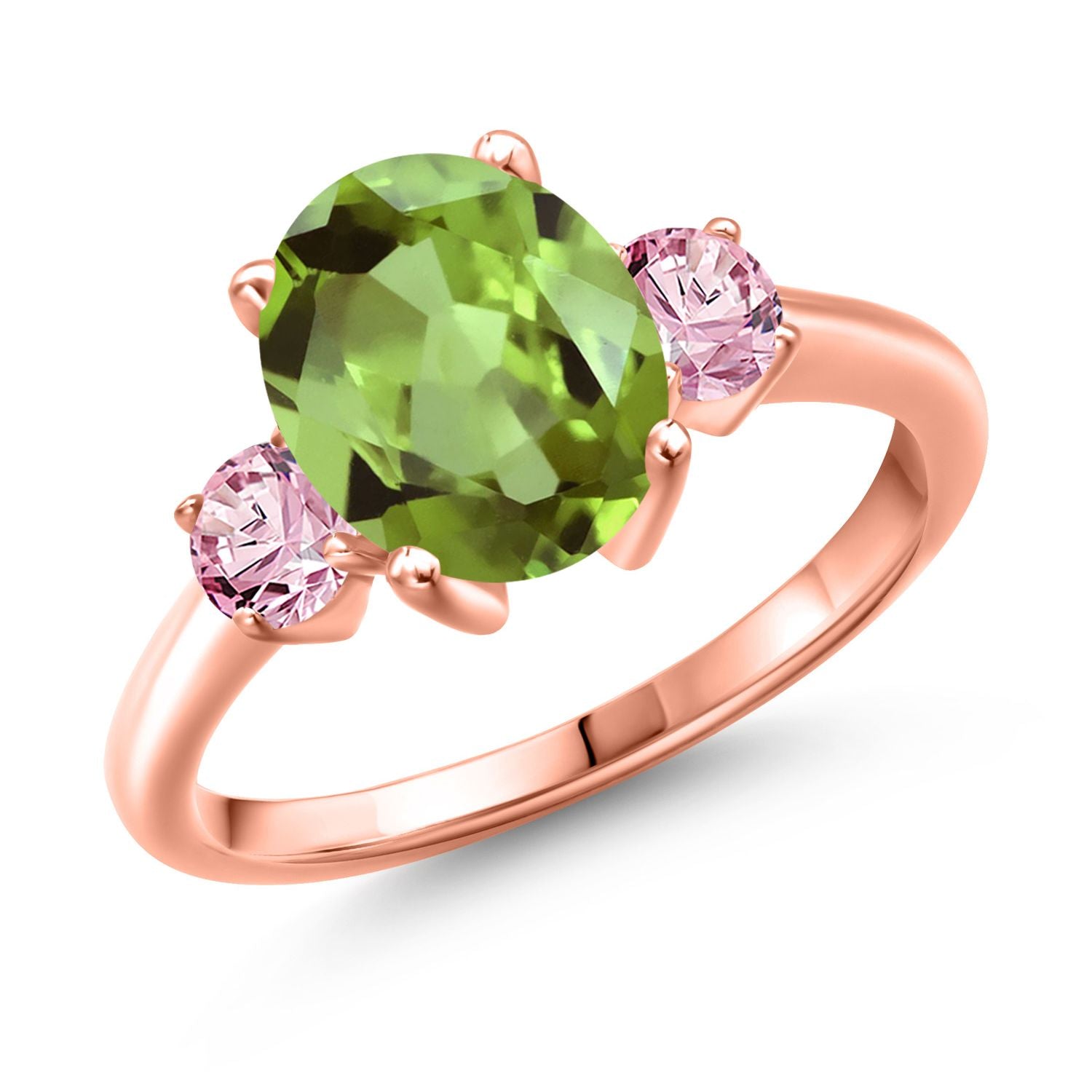 Peridot - August_7_Ring in 925 Rose Gold Plated Silver