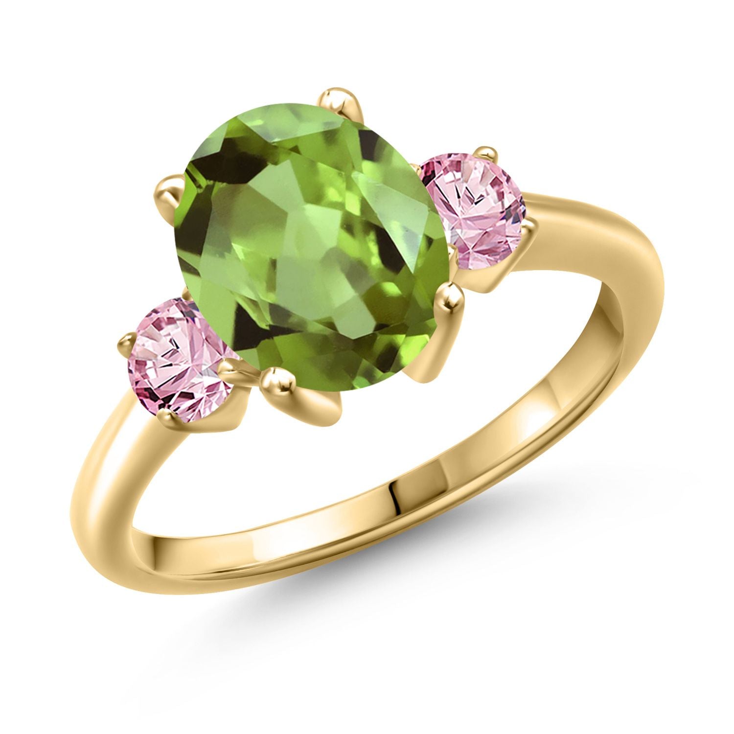 Peridot - August_8_Ring in 925 Yellow Gold Plated Silver