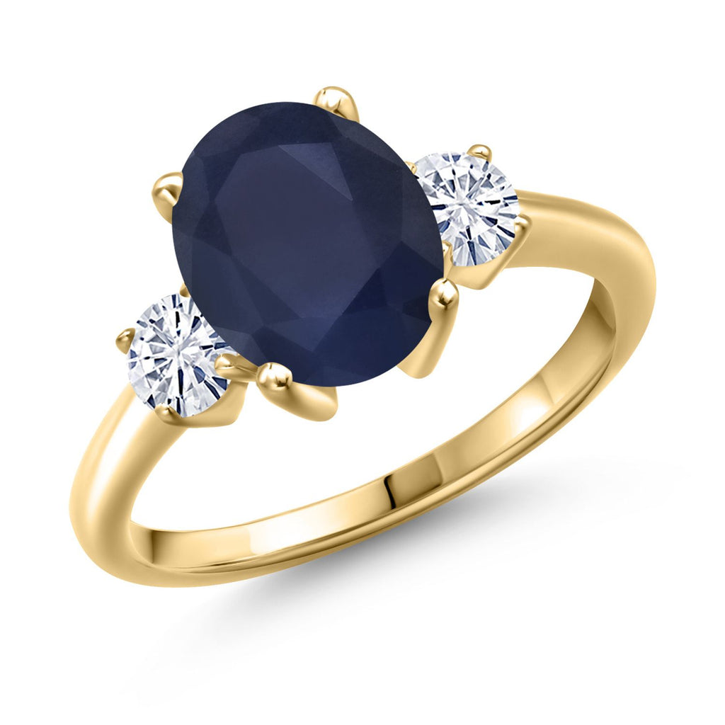 Blue Sapphire - September_8_Ring in 925 Yellow Gold Plated Silver
