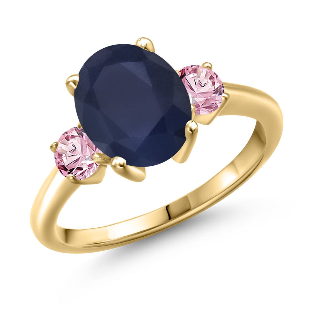 Blue Sapphire - September_7_Ring in 925 Yellow Gold Plated Silver