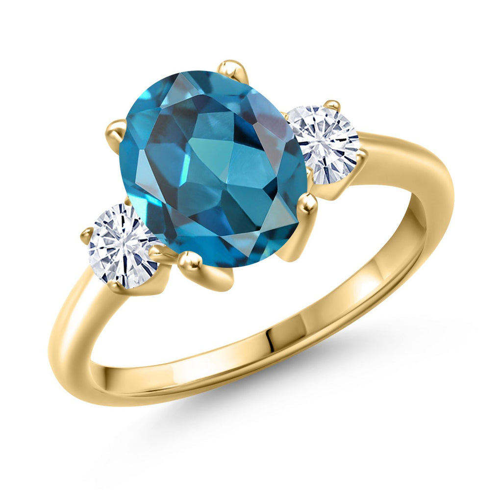 London Blue Topaz - November_8_Ring in 925 Yellow Gold Plated Silver