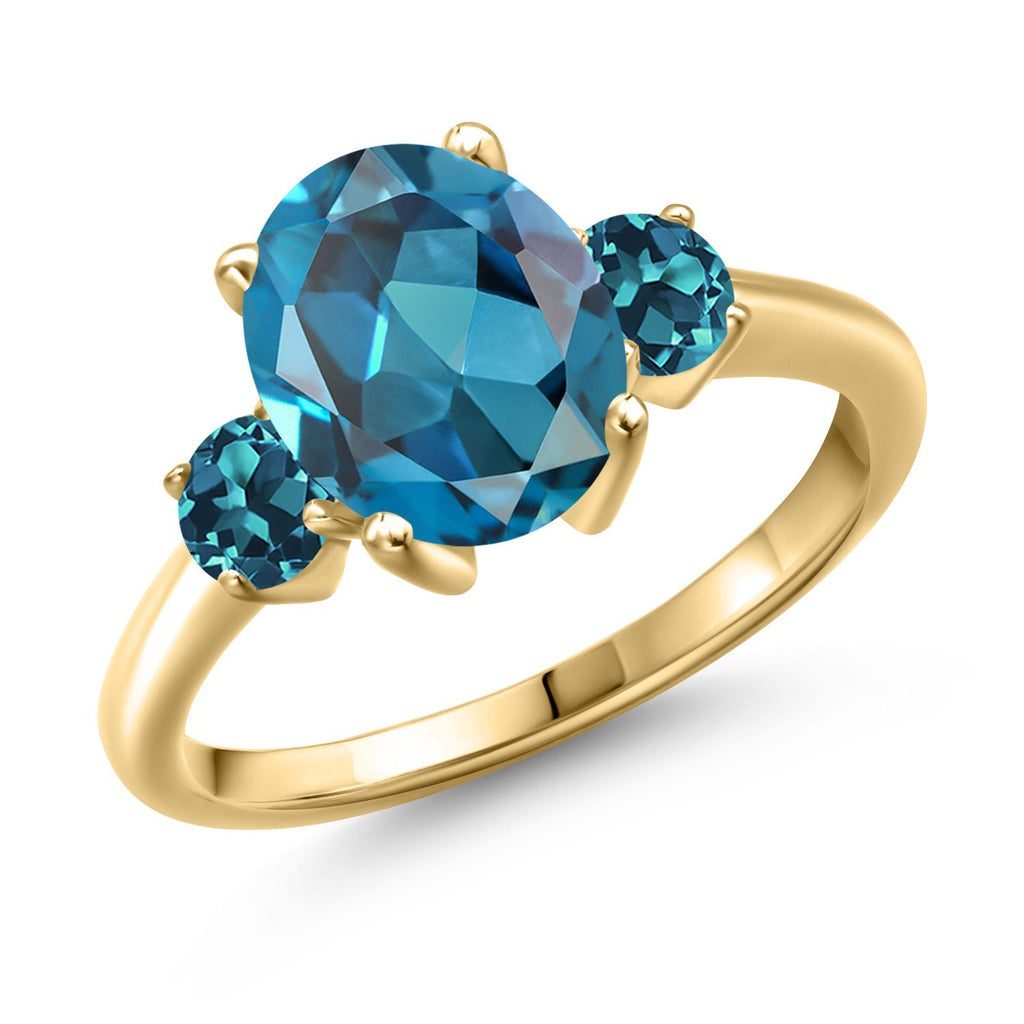 London Blue Topaz - November_6_Ring in 925 Yellow Gold Plated Silver