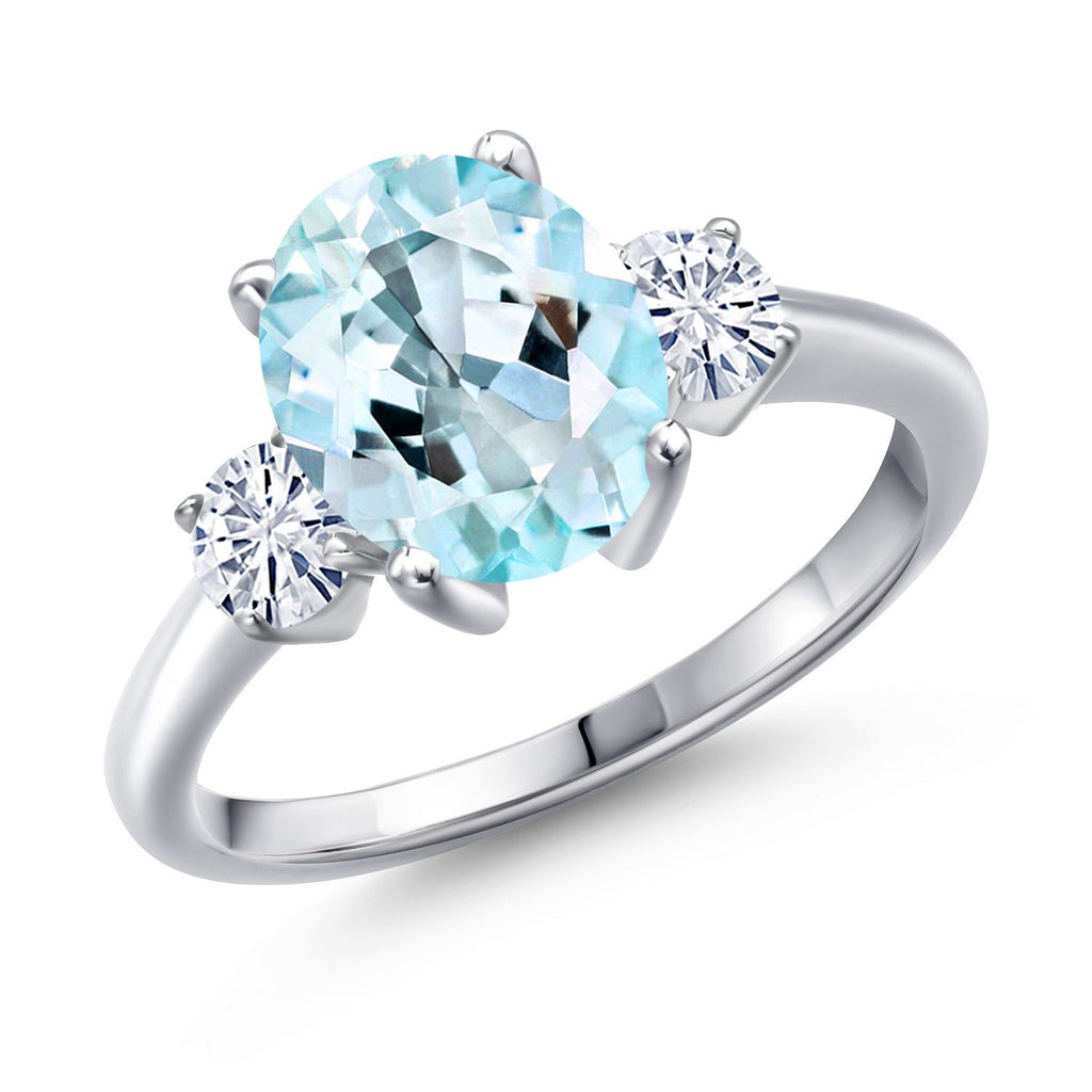 Sky Blue Topaz - November_9_Ring in 925 Sterling Silver