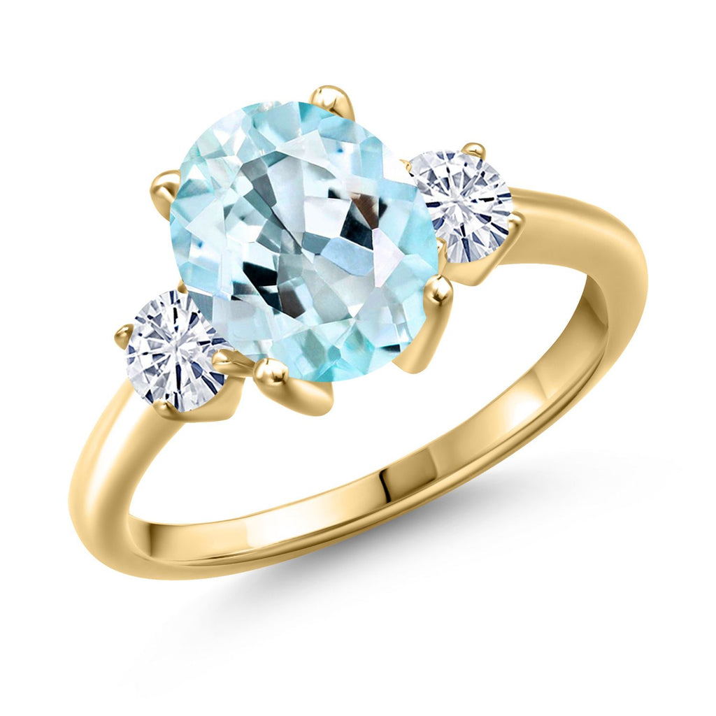 Sky Blue Topaz - November_9_Ring in 925 Yellow Gold Plated Silver