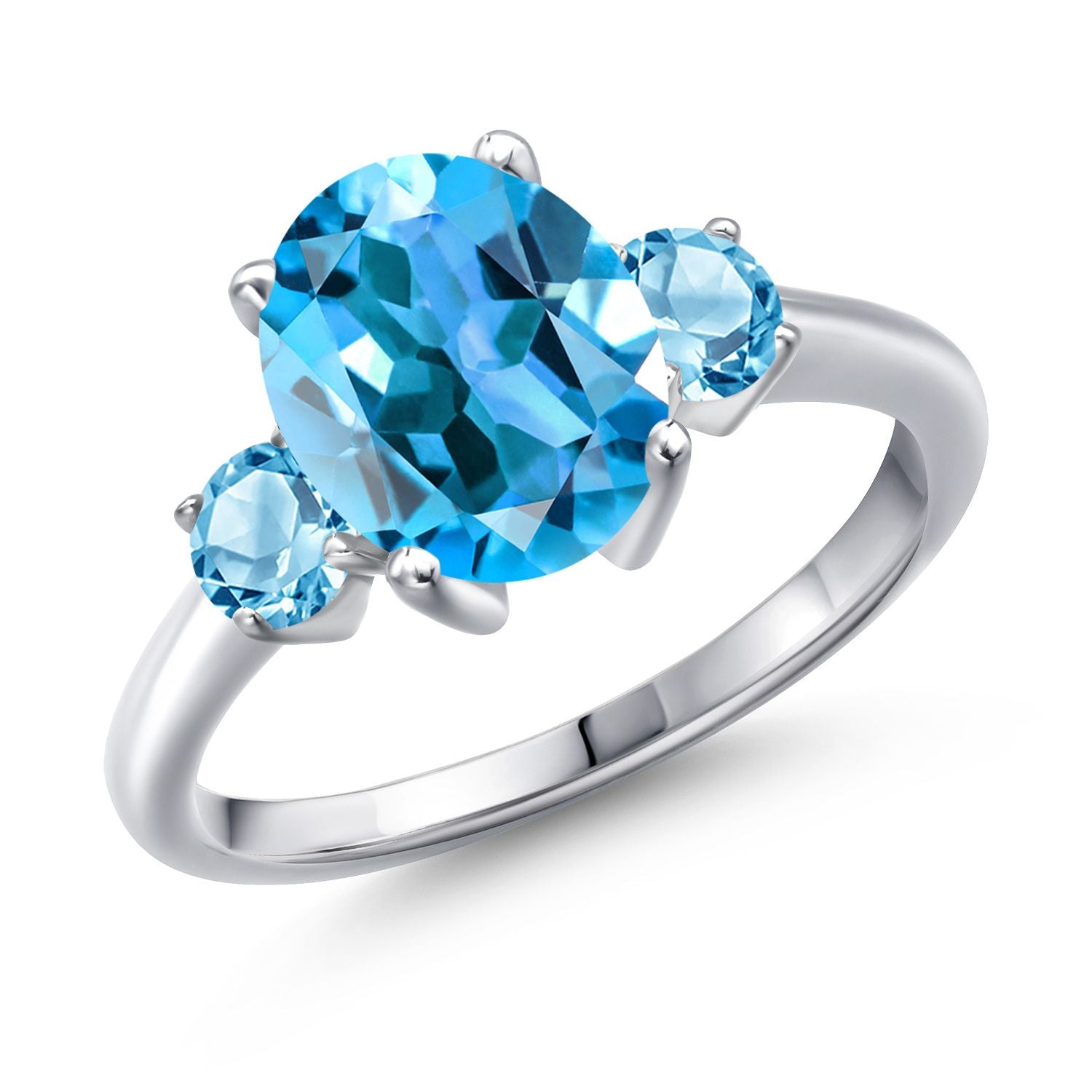 Swiss Blue Topaz - November_8_Ring in 925 Sterling Silver