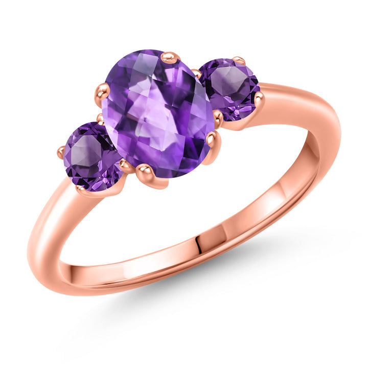 Amethyst_5_Ring in 925 Rose Gold Plated Silver