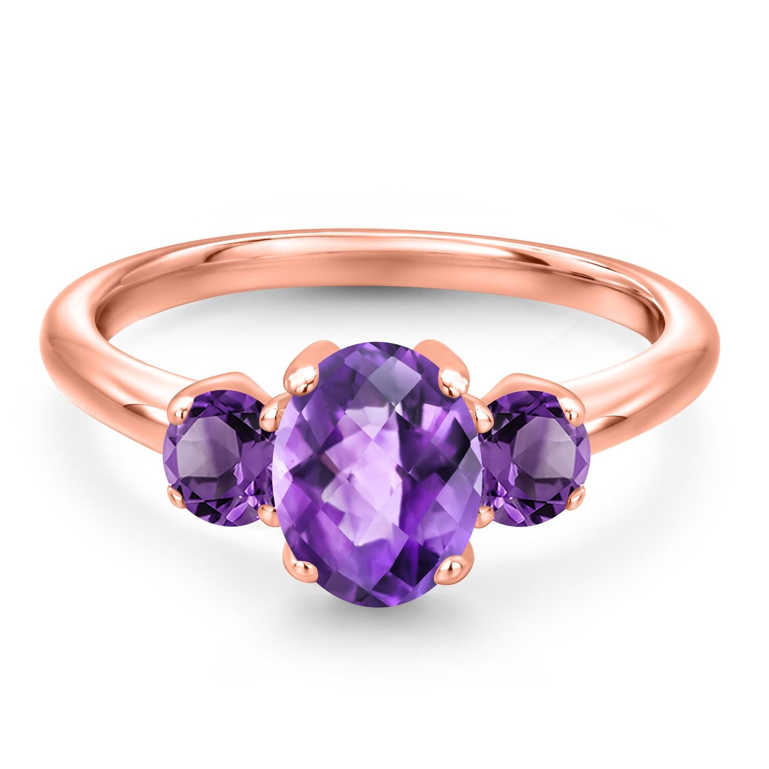 Amethyst_5_Ring in 925 Rose Gold Plated Silver