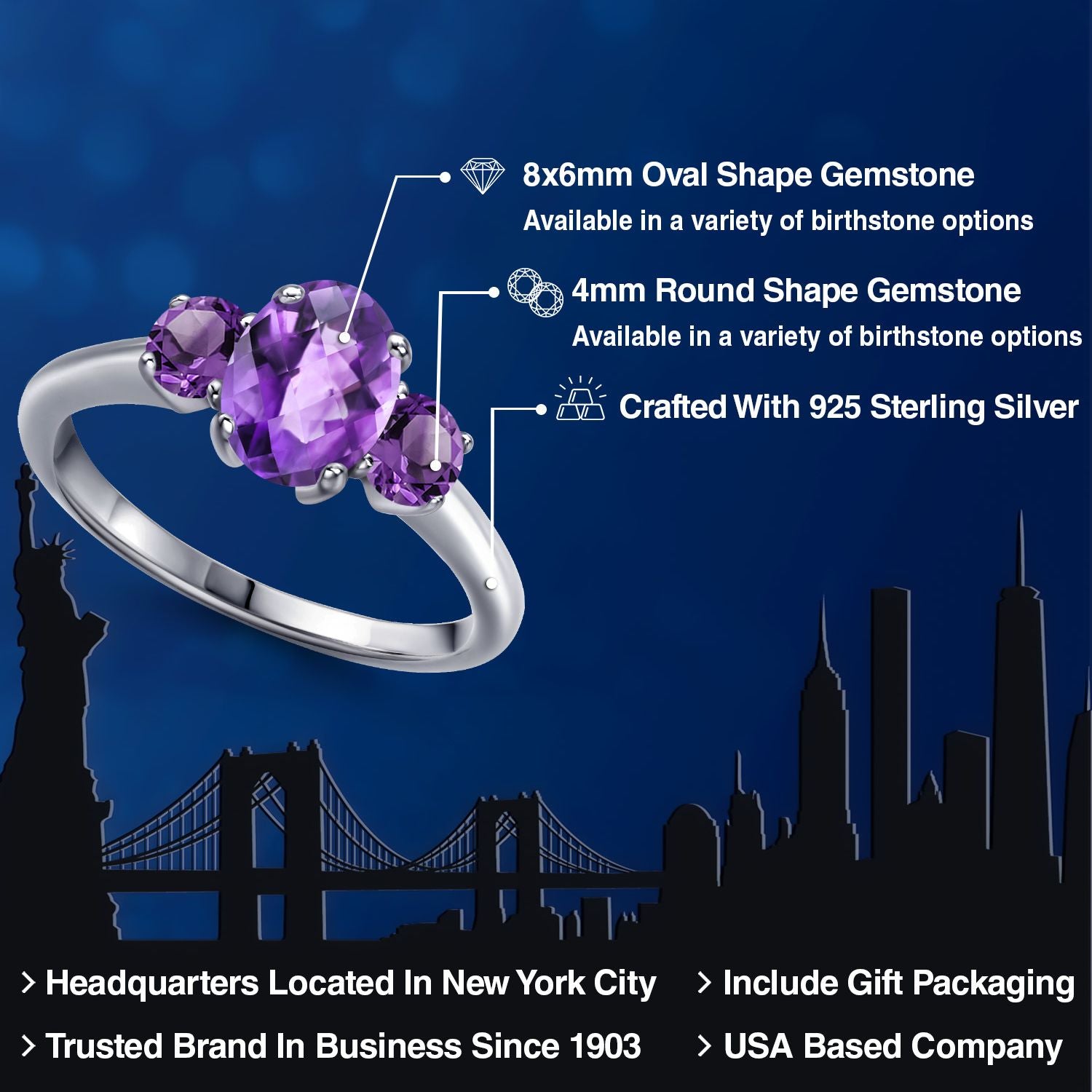 Amethyst_5_Ring in 925 Sterling Silver