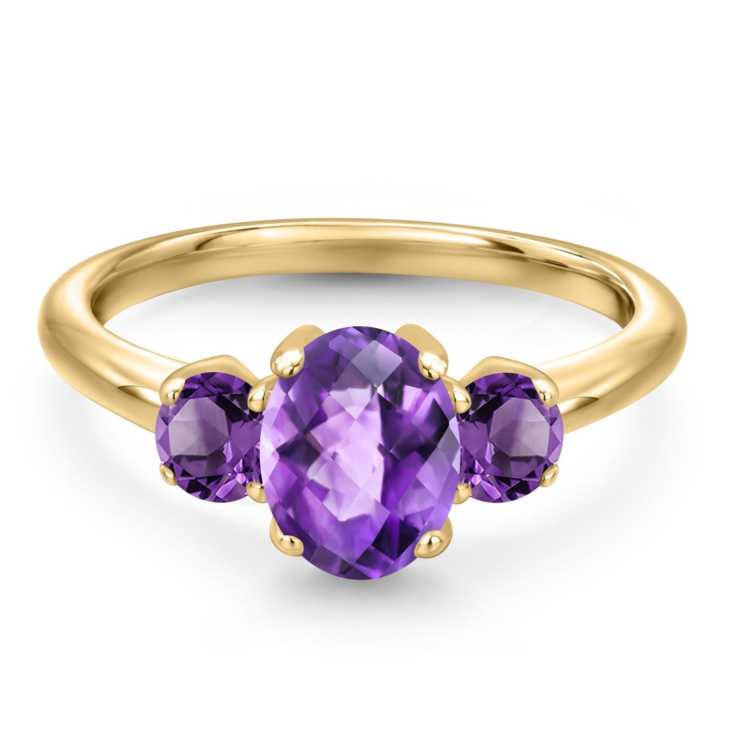 Amethyst_5_Ring in 925 Yellow Gold Plated Silver