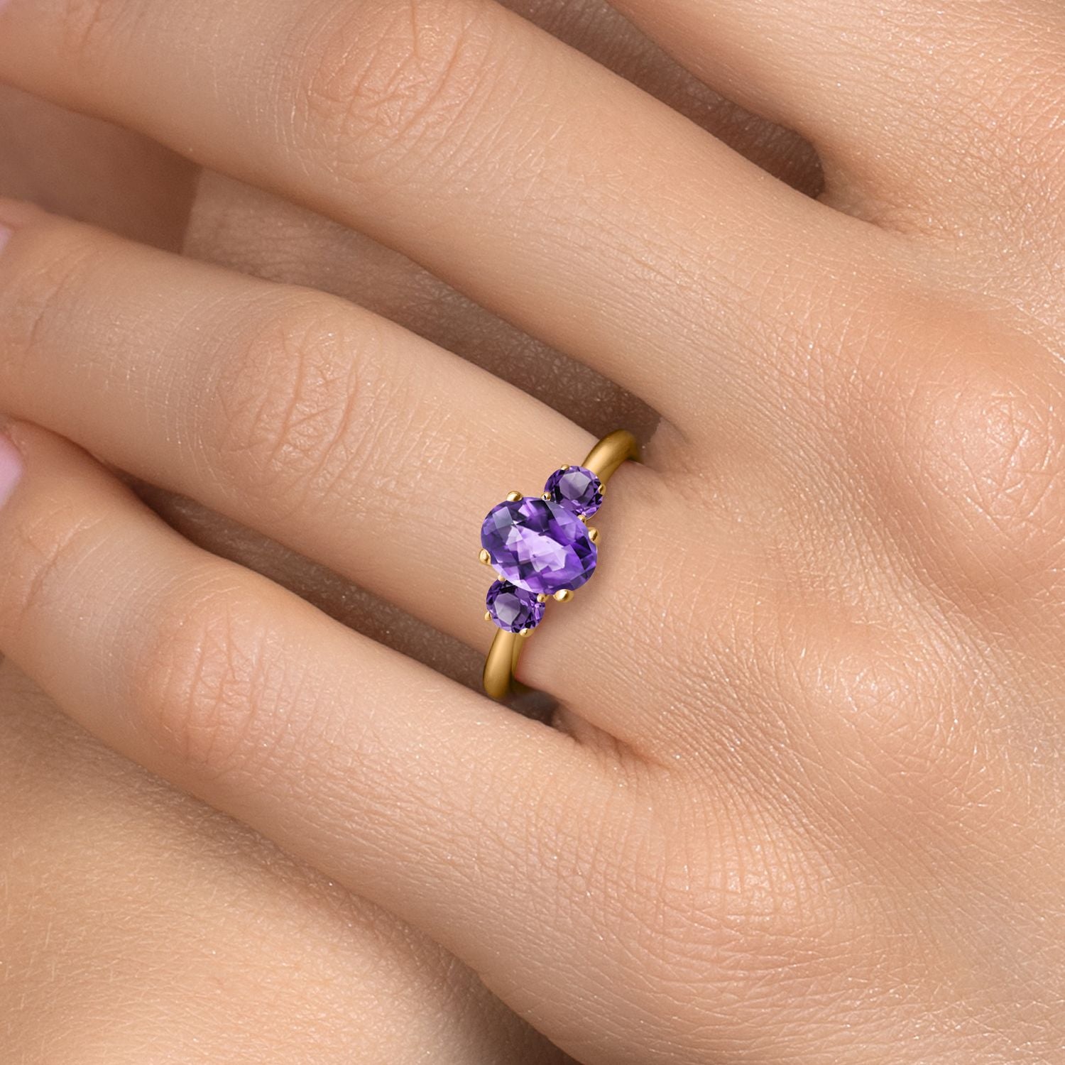 Amethyst_5_Ring in 925 Yellow Gold Plated Silver