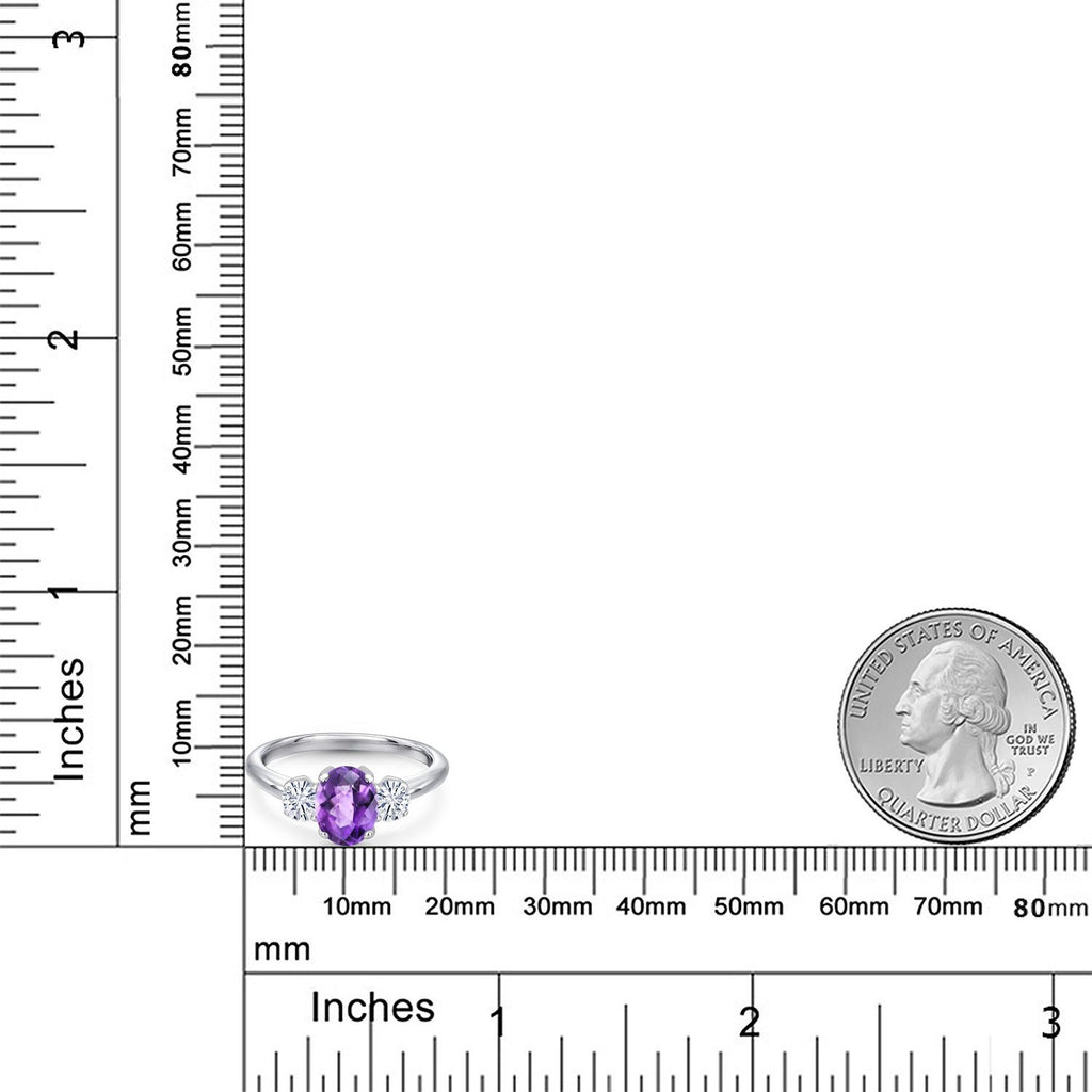 Amethyst and Moissanite_5_Ring in 925 Sterling Silver