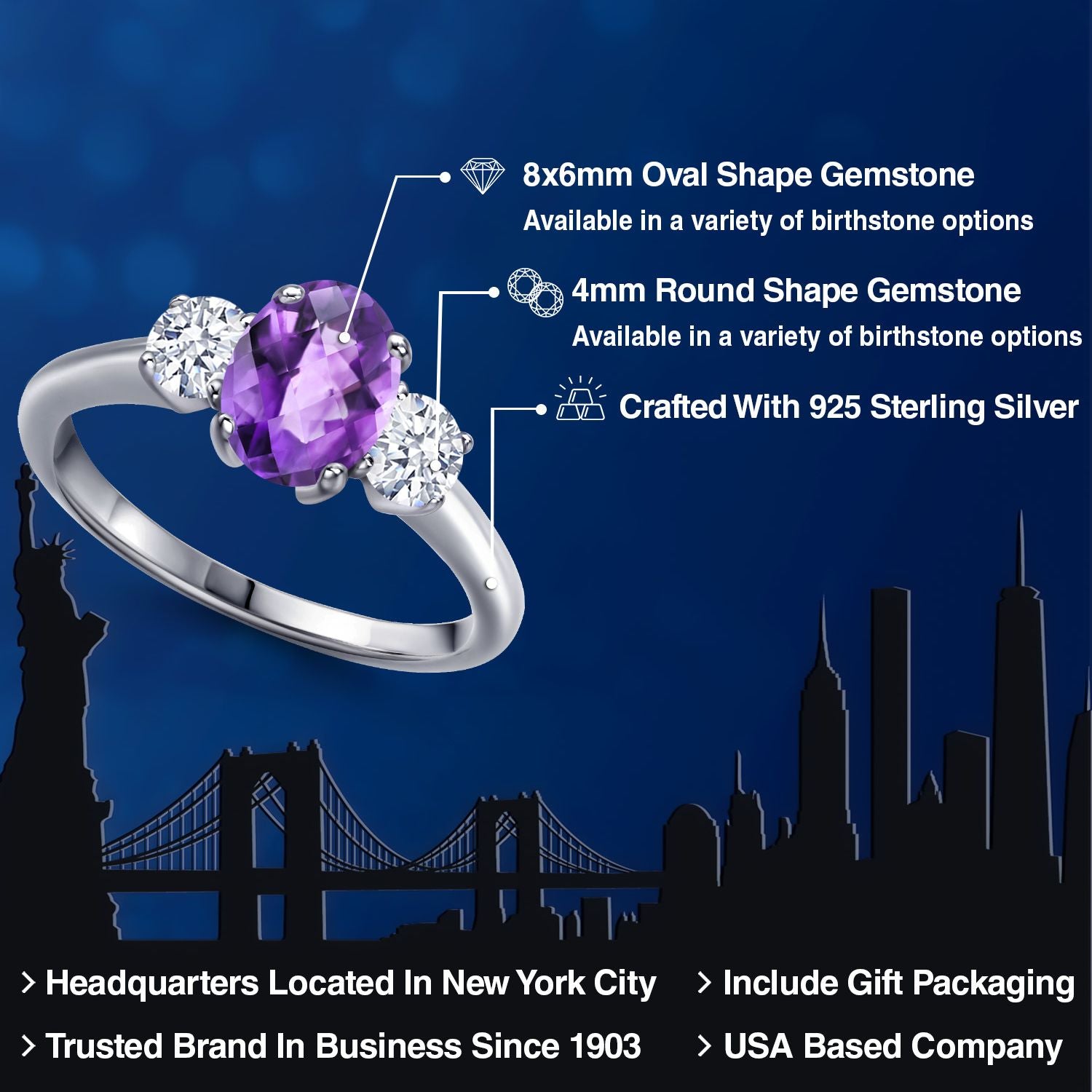Amethyst and Zirconia_5_Ring in 925 Sterling Silver