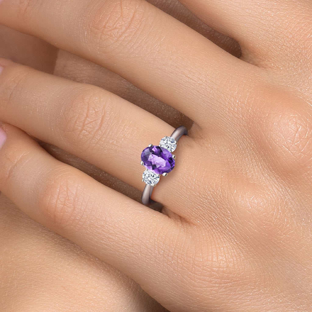 Amethyst and Zirconia_5_Ring in 925 Sterling Silver