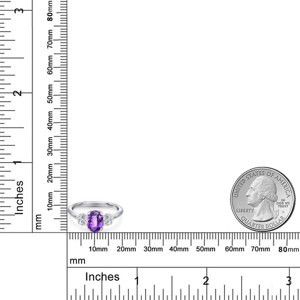 Amethyst and Lab Grown Diamond_5_Ring in 925 Sterling Silver