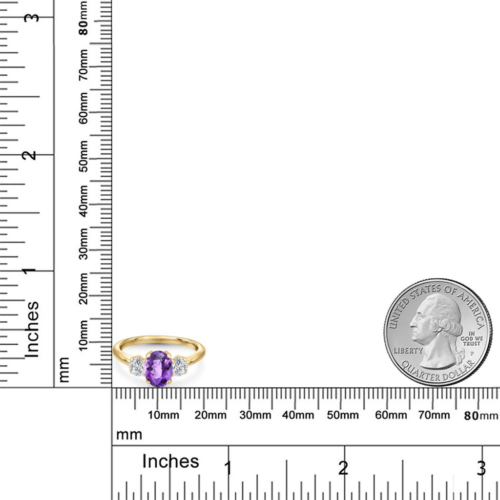 Amethyst and Lab Grown Diamond_5_Ring in 925 Yellow Gold Plated Silver