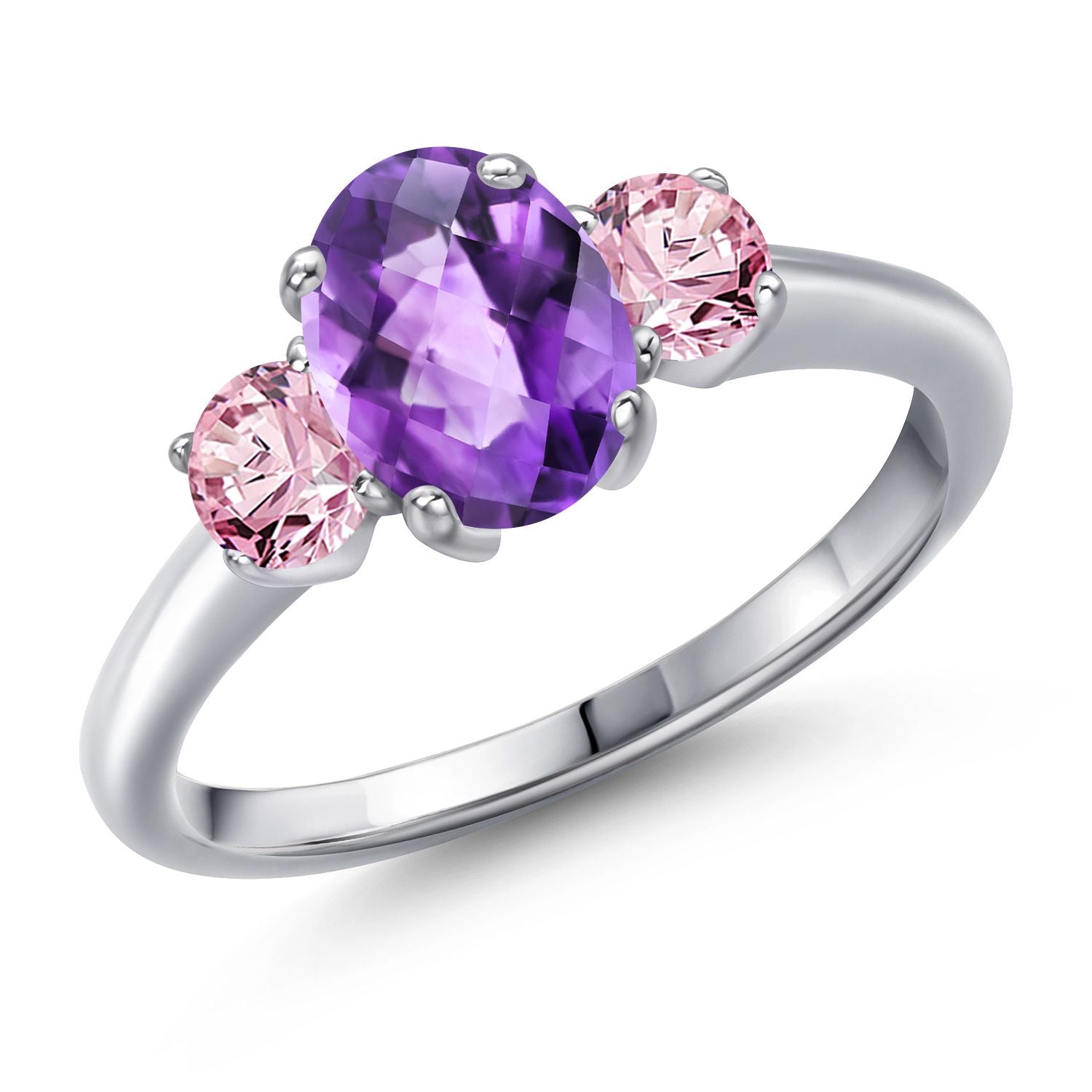Amethyst and Lab Grown Diamond_5_Ring in 925 Sterling Silver