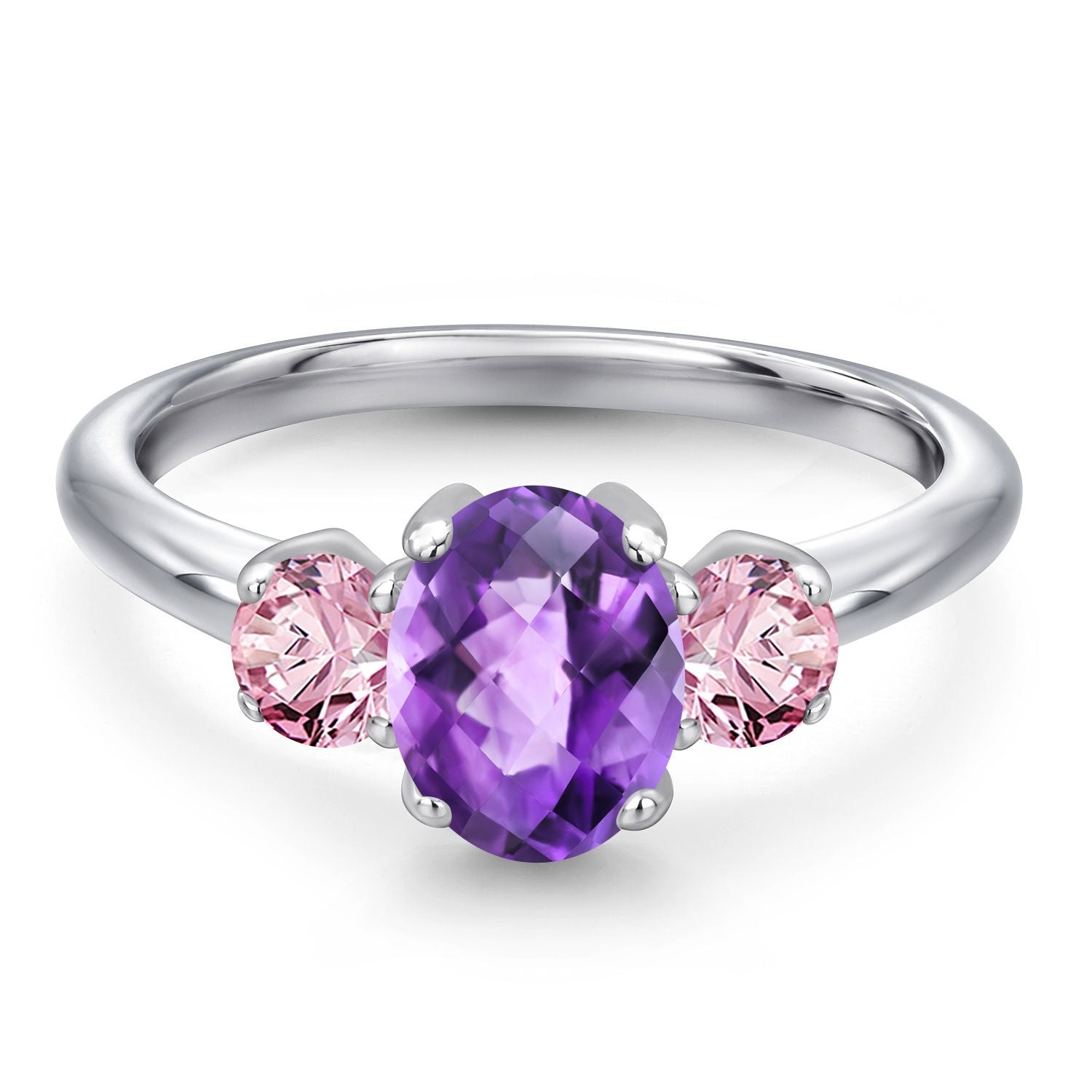 Amethyst and Lab Grown Diamond_5_Ring in 925 Sterling Silver