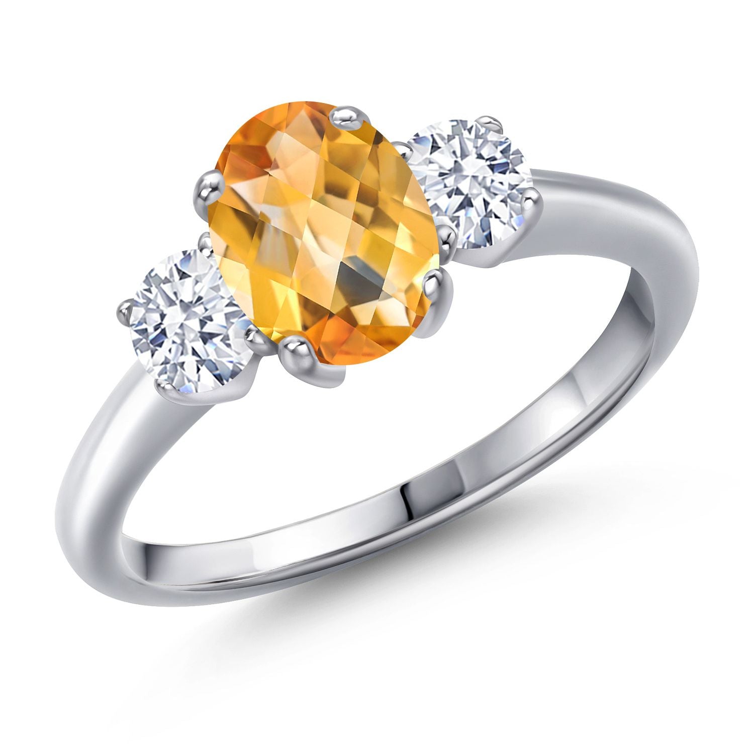 Citrine-Checkerboard - November_9_Ring in 925 Sterling Silver