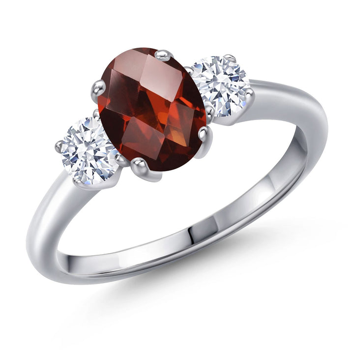 Garnet-Checkerboard - January_5_Ring in 925 Sterling Silver