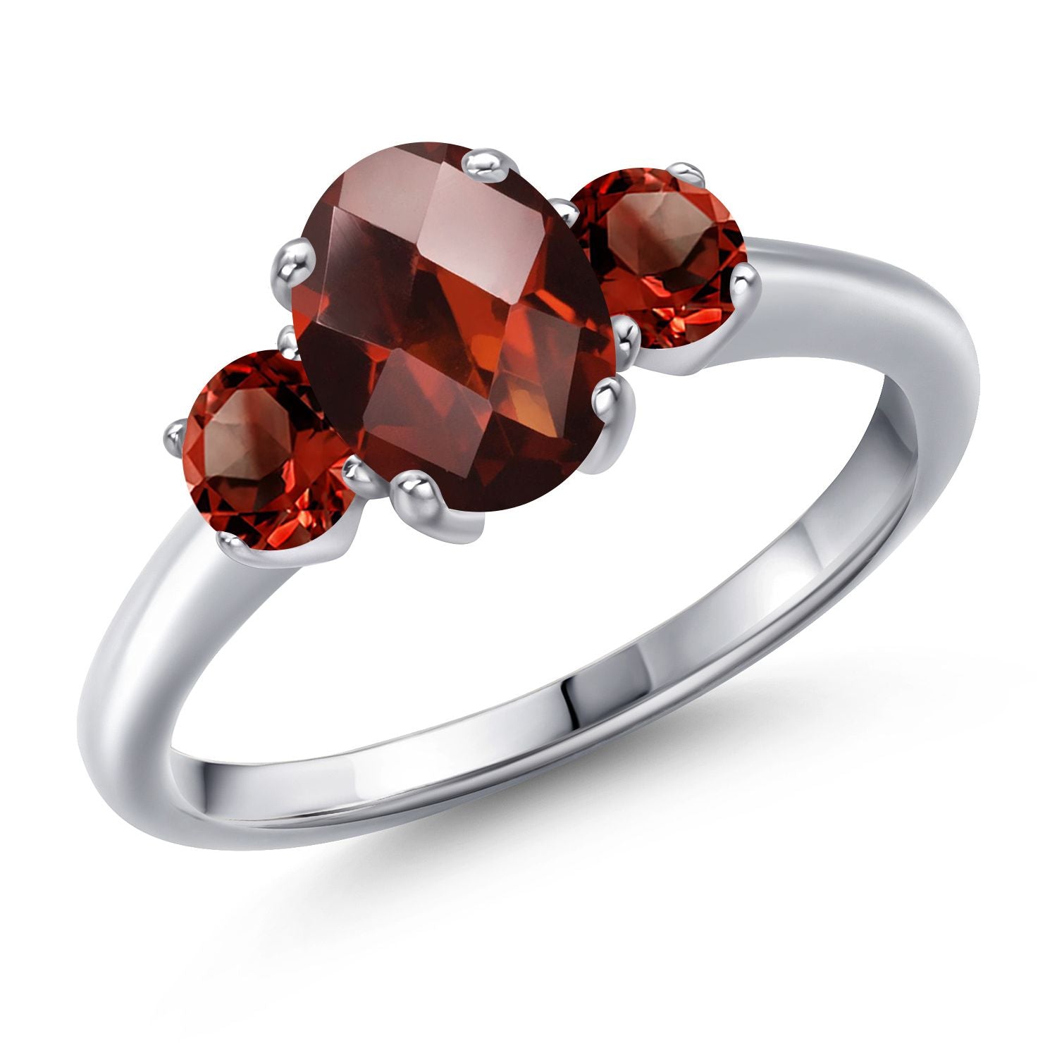 Garnet-Checkerboard - January_7_Ring in 925 Sterling Silver