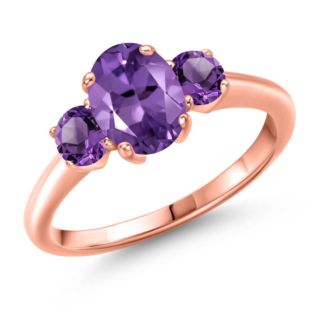 Amethyst - February_6_Ring in 925 Rose Gold Plated Silver