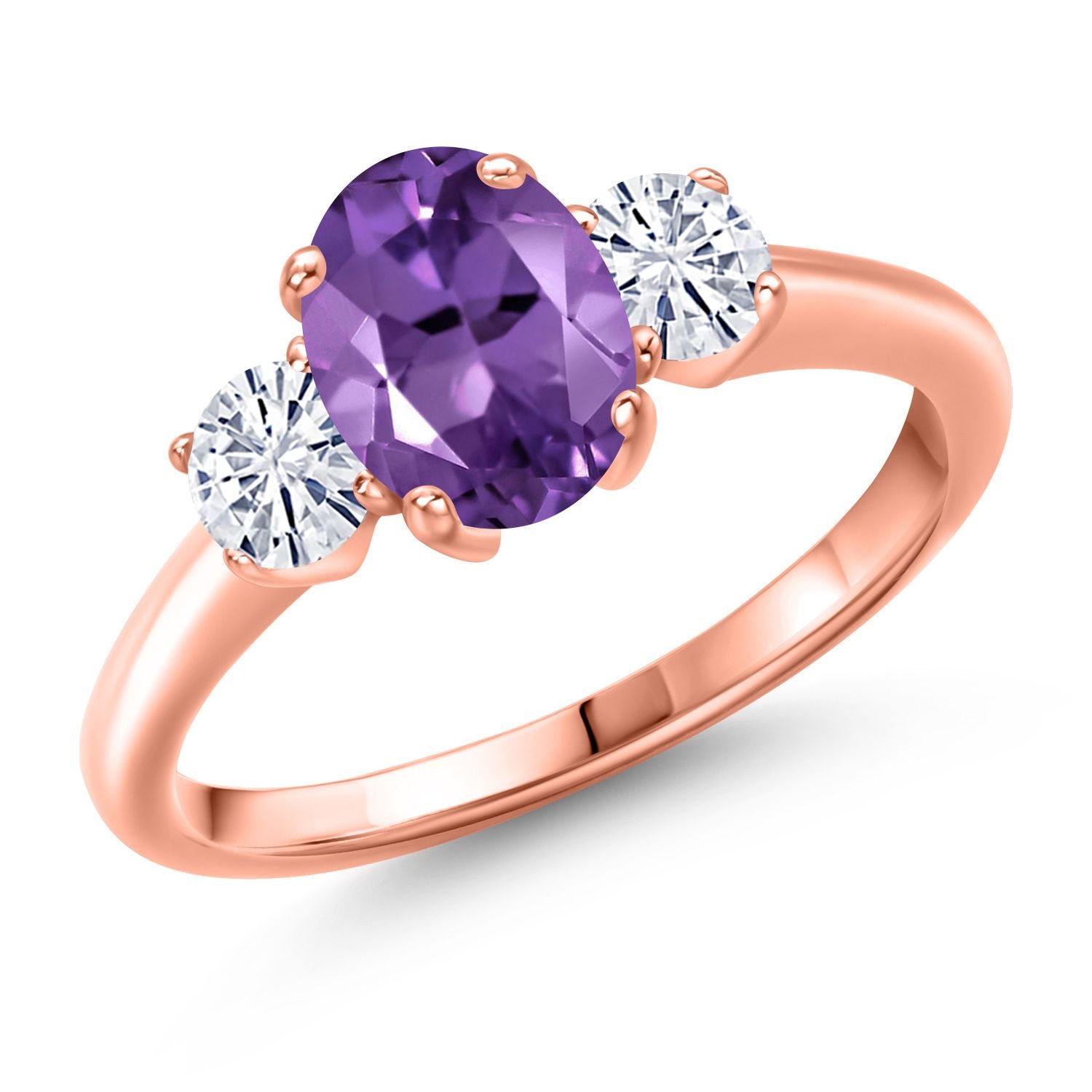 Amethyst - February_8_Ring in 925 Rose Gold Plated Silver