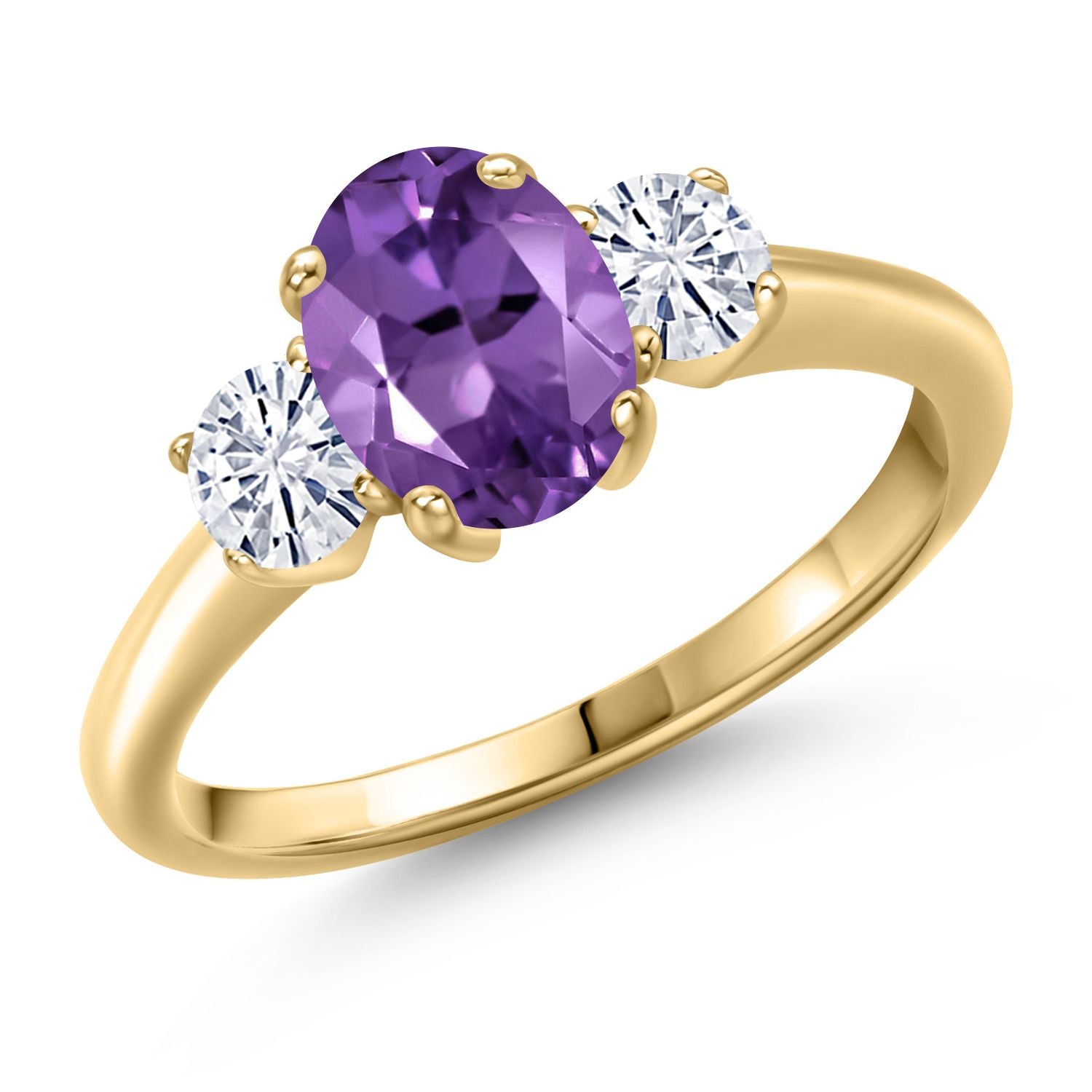 Amethyst - February_8_Ring in 925 Yellow Gold Plated Silver