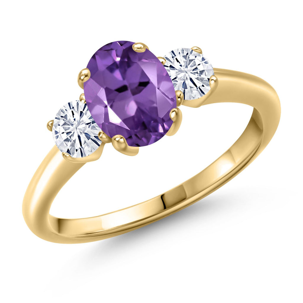 Amethyst - February_6_Ring in 925 Yellow Gold Plated Silver