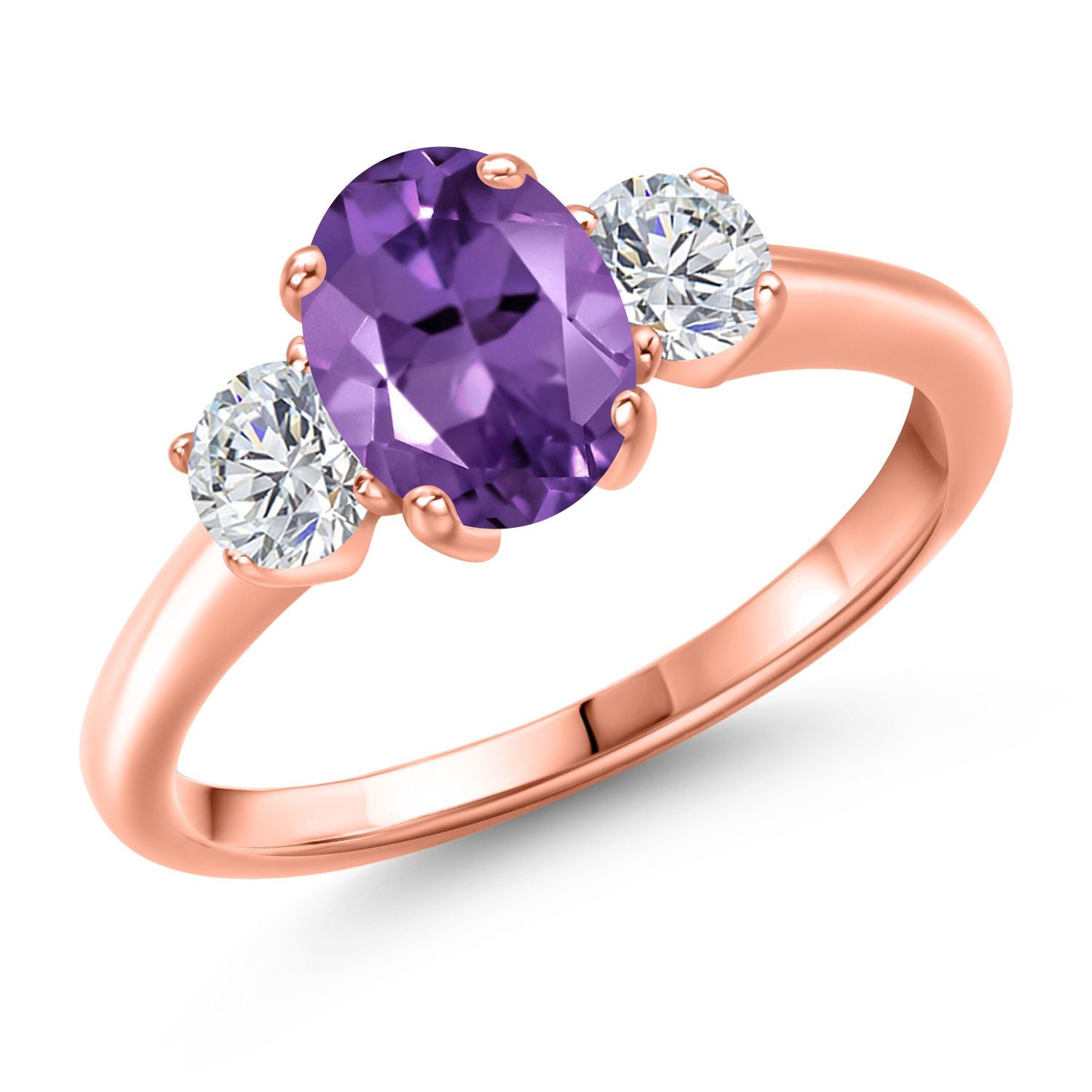 Amethyst - February_6_Ring in 925 Rose Gold Plated Silver