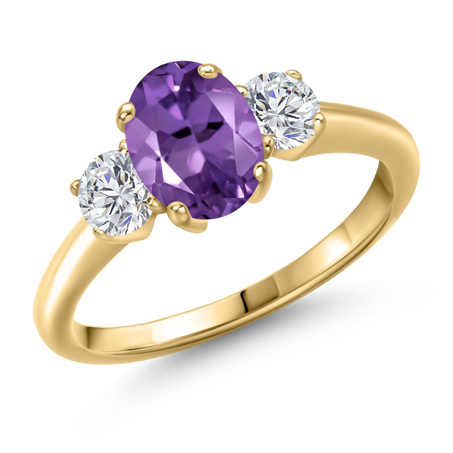 Amethyst - February_7_Ring in 925 Yellow Gold Plated Silver