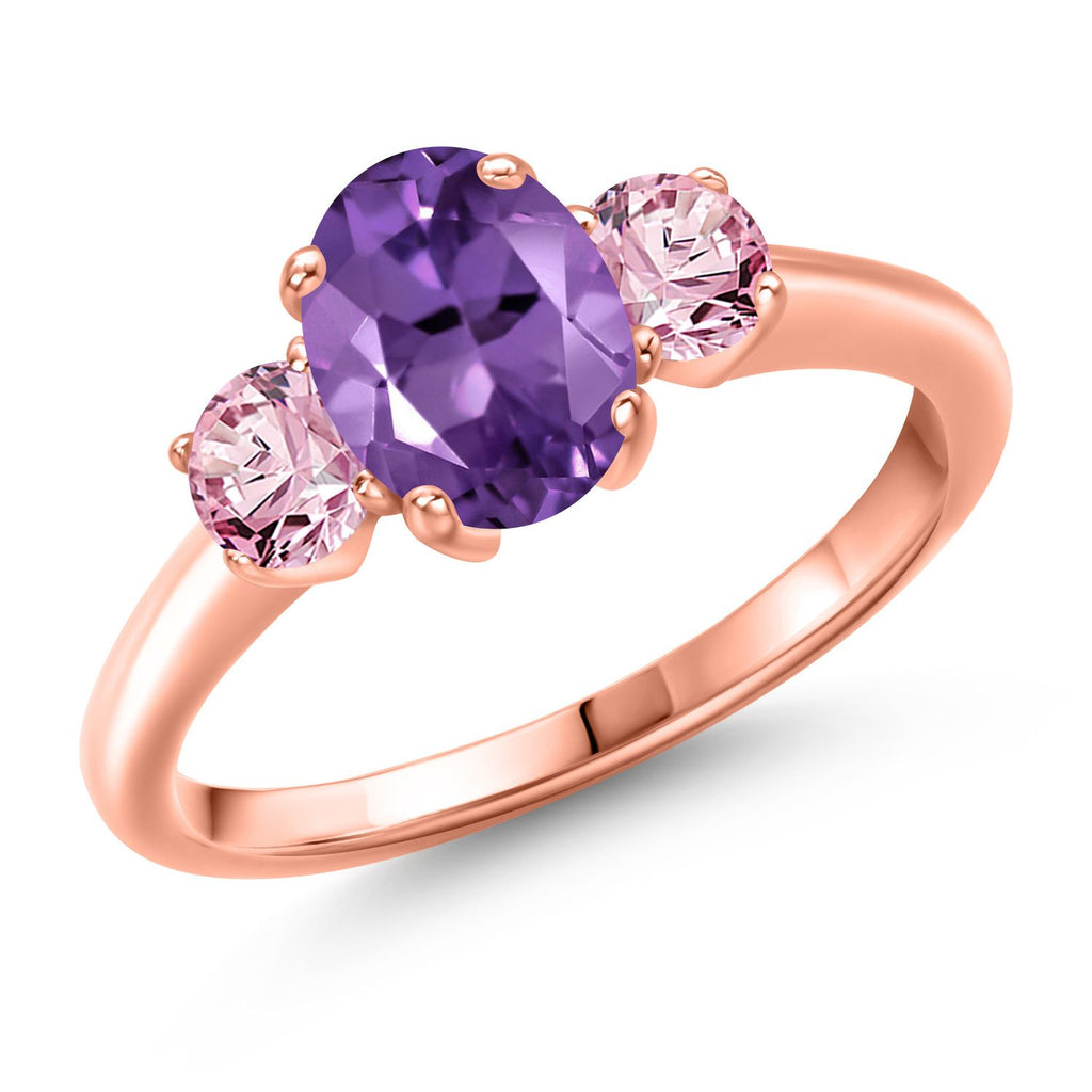 Amethyst - February_5_Ring in 925 Rose Gold Plated Silver