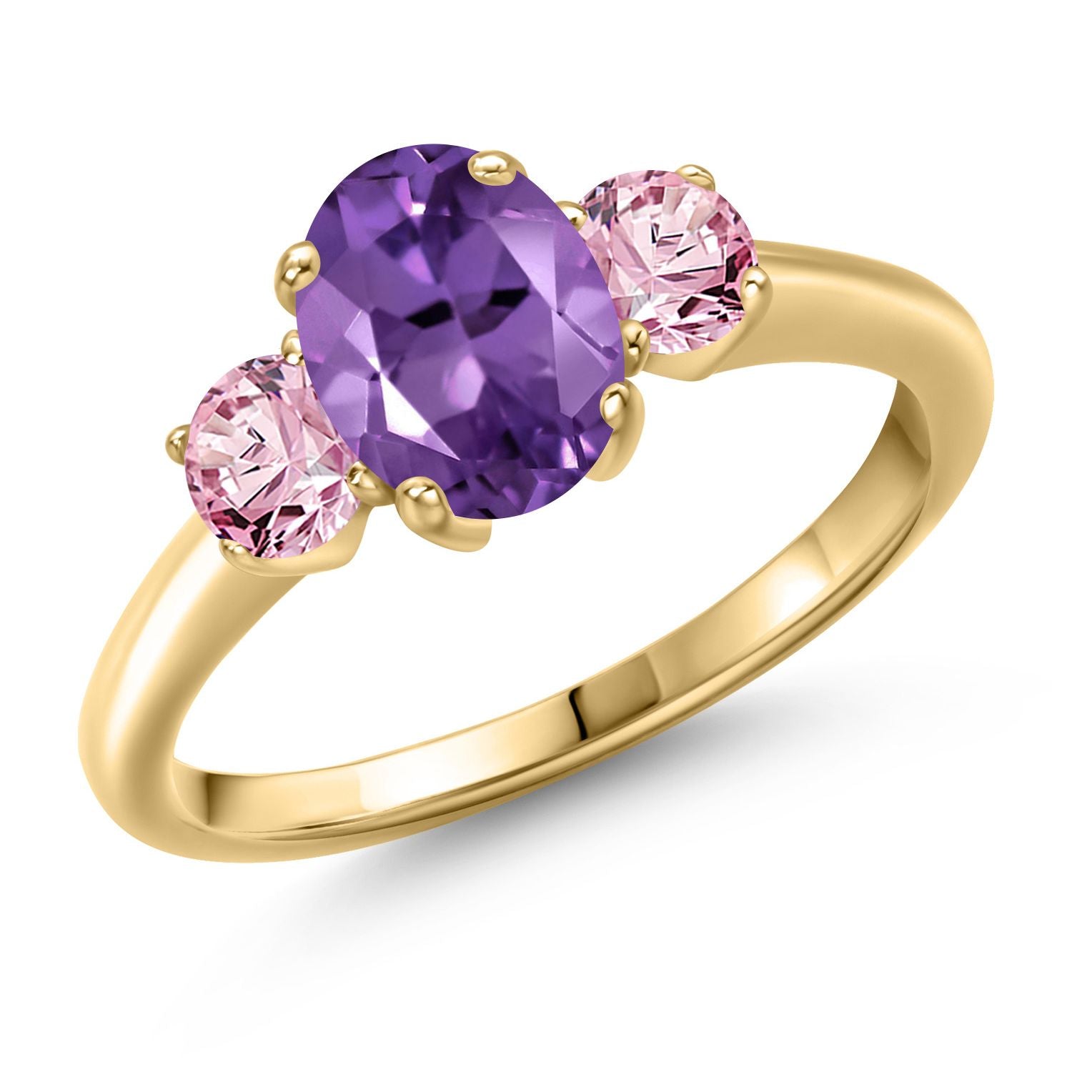 Amethyst - February_6_Ring in 925 Yellow Gold Plated Silver