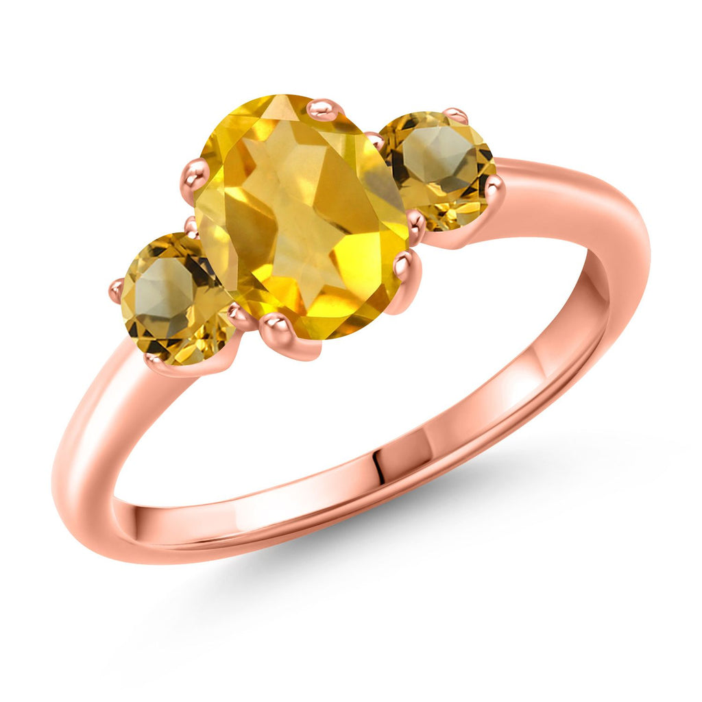 Citrine - November_8_Ring in 925 Rose Gold Plated Silver