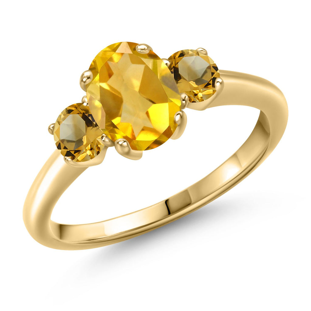 Citrine - November_5_Ring in 925 Yellow Gold Plated Silver
