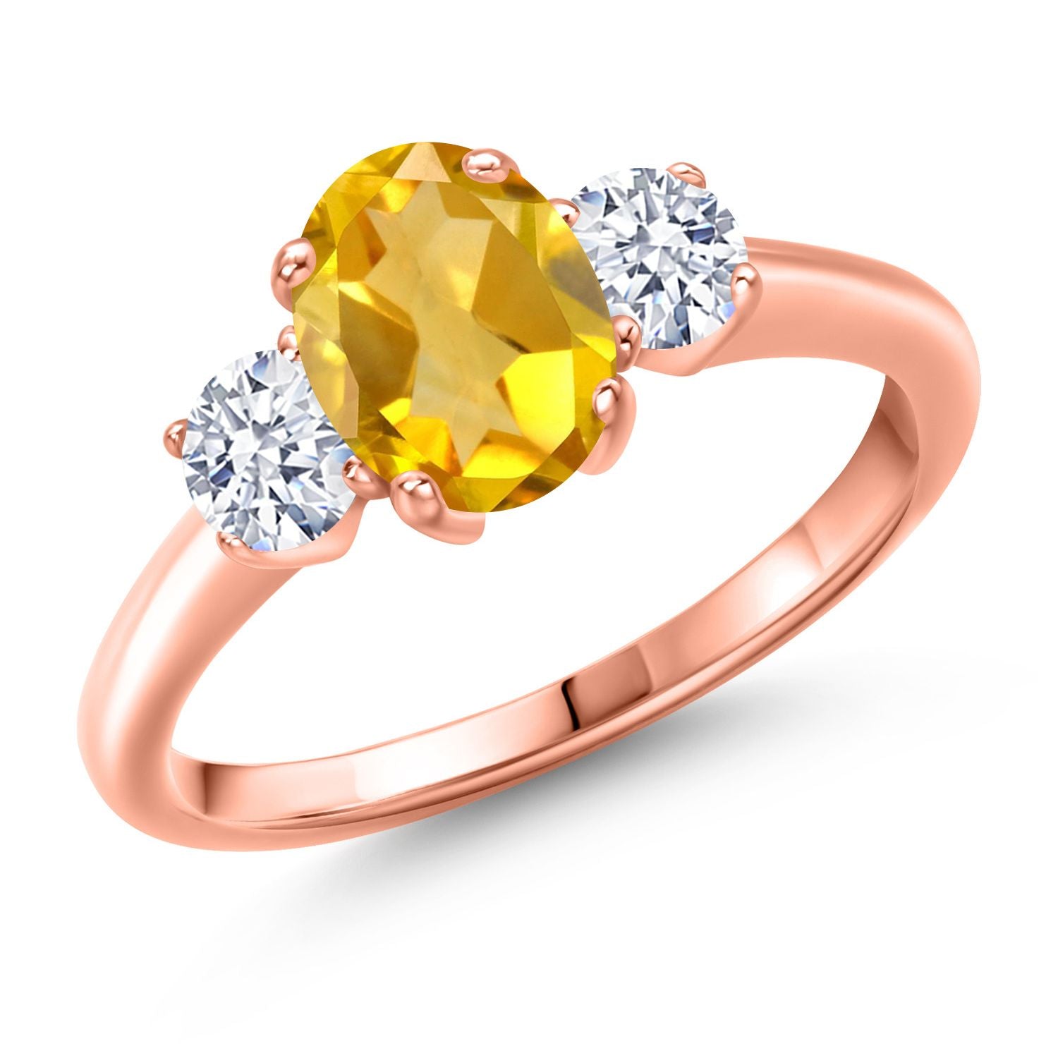 Citrine - November_6_Ring in 925 Rose Gold Plated Silver