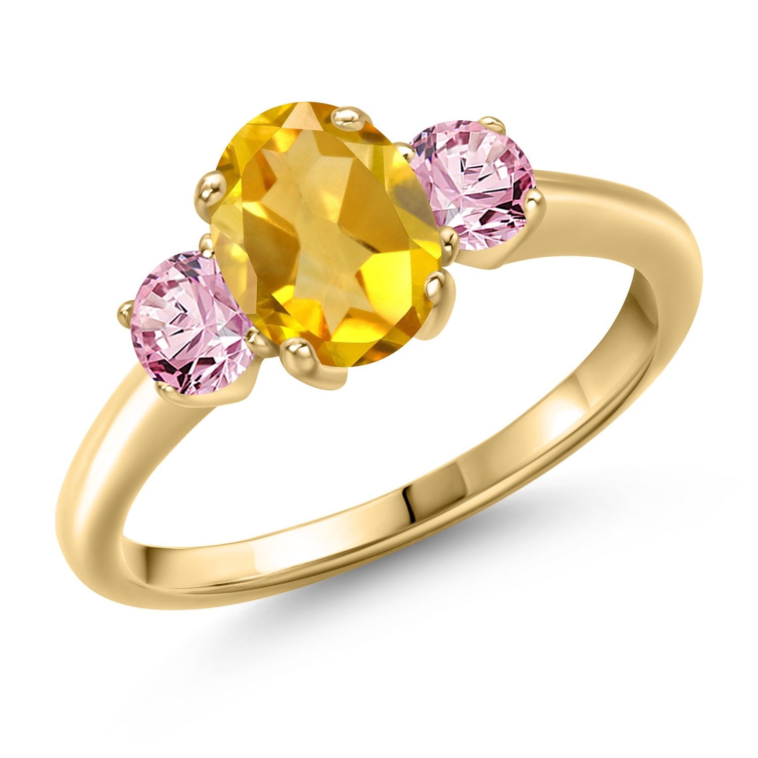 Citrine - November_8_Ring in 925 Yellow Gold Plated Silver