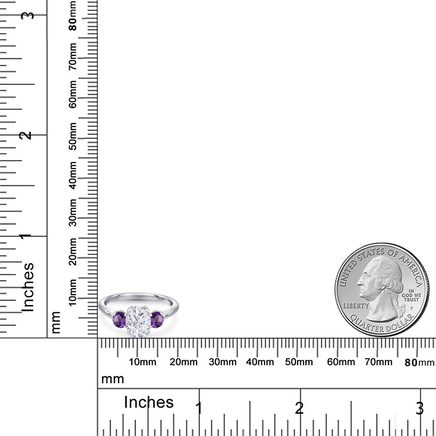 Moissanite and Amethyst_5_Ring in 925 Sterling Silver