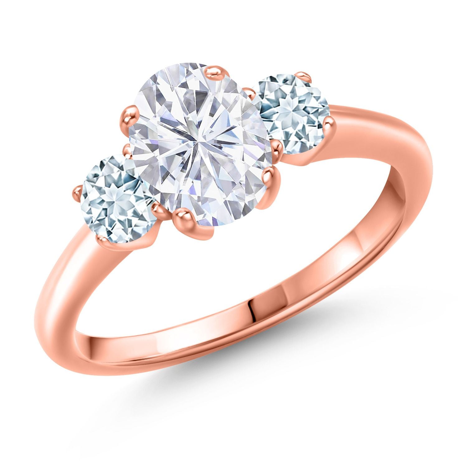 Aquamarine - March_6_Ring in 925 Rose Gold Plated Silver