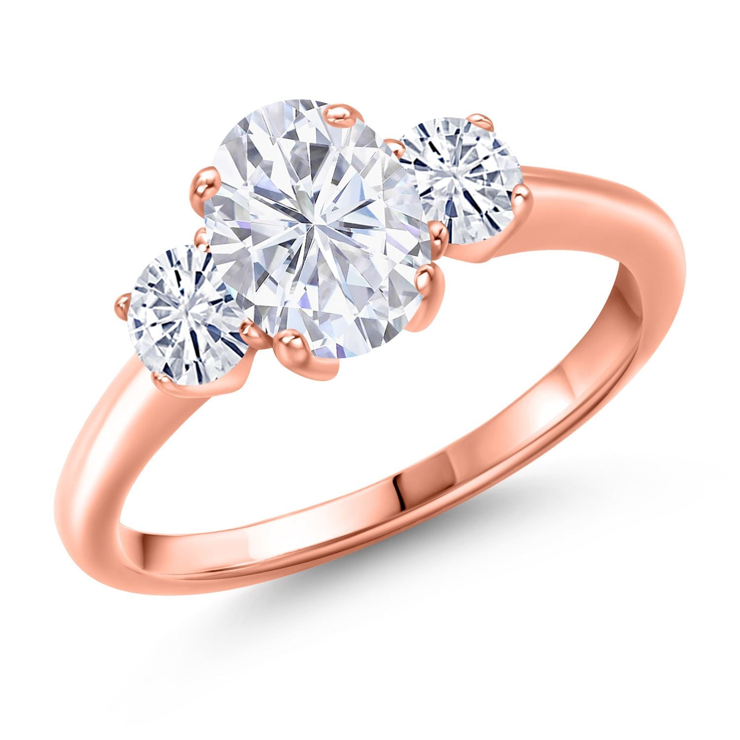 White Moissanite - April_6_Ring in 925 Rose Gold Plated Silver