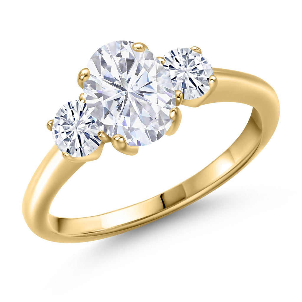 White Moissanite - April_6_Ring in 925 Yellow Gold Plated Silver